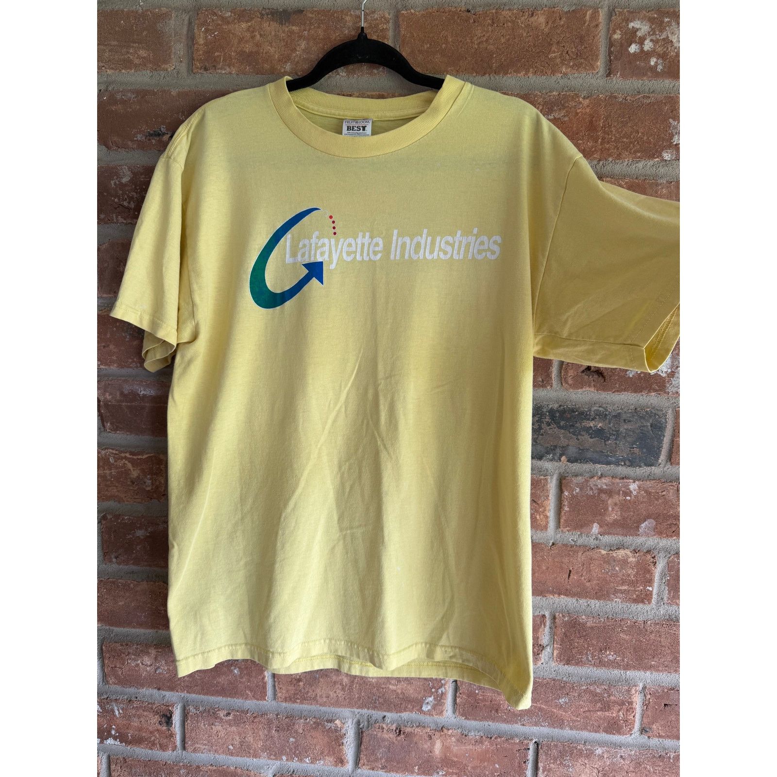 Fruit Of The Loom Vintage Lafayette Industries Tee Yellow Large USA Size US L / EU 52-54 / 3 - 3 Thumbnail