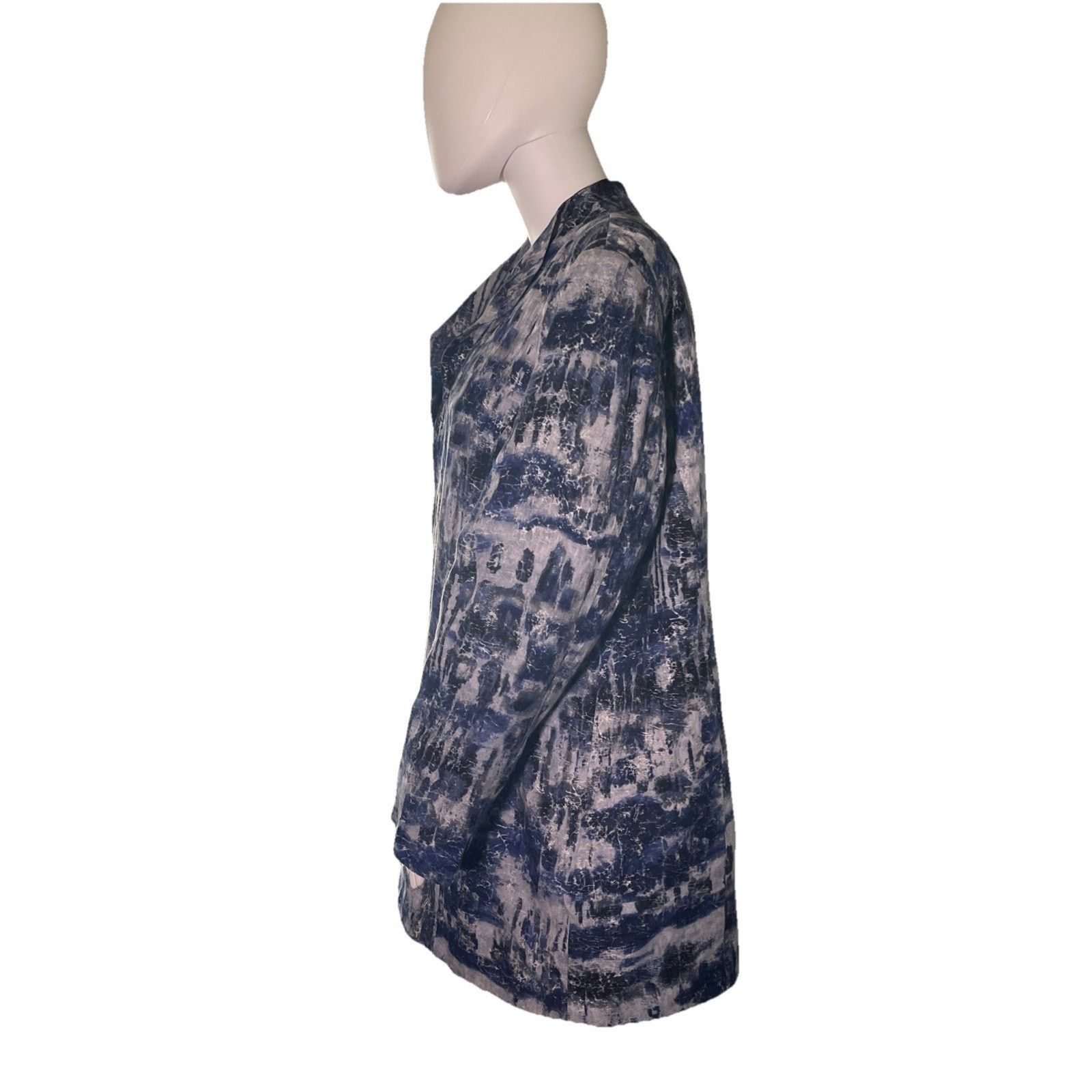 Chicos Chico's Women's Open Front Jacket Lined Tie Dye Gray 3 L Size L / US 10 / IT 46 - 3 Thumbnail