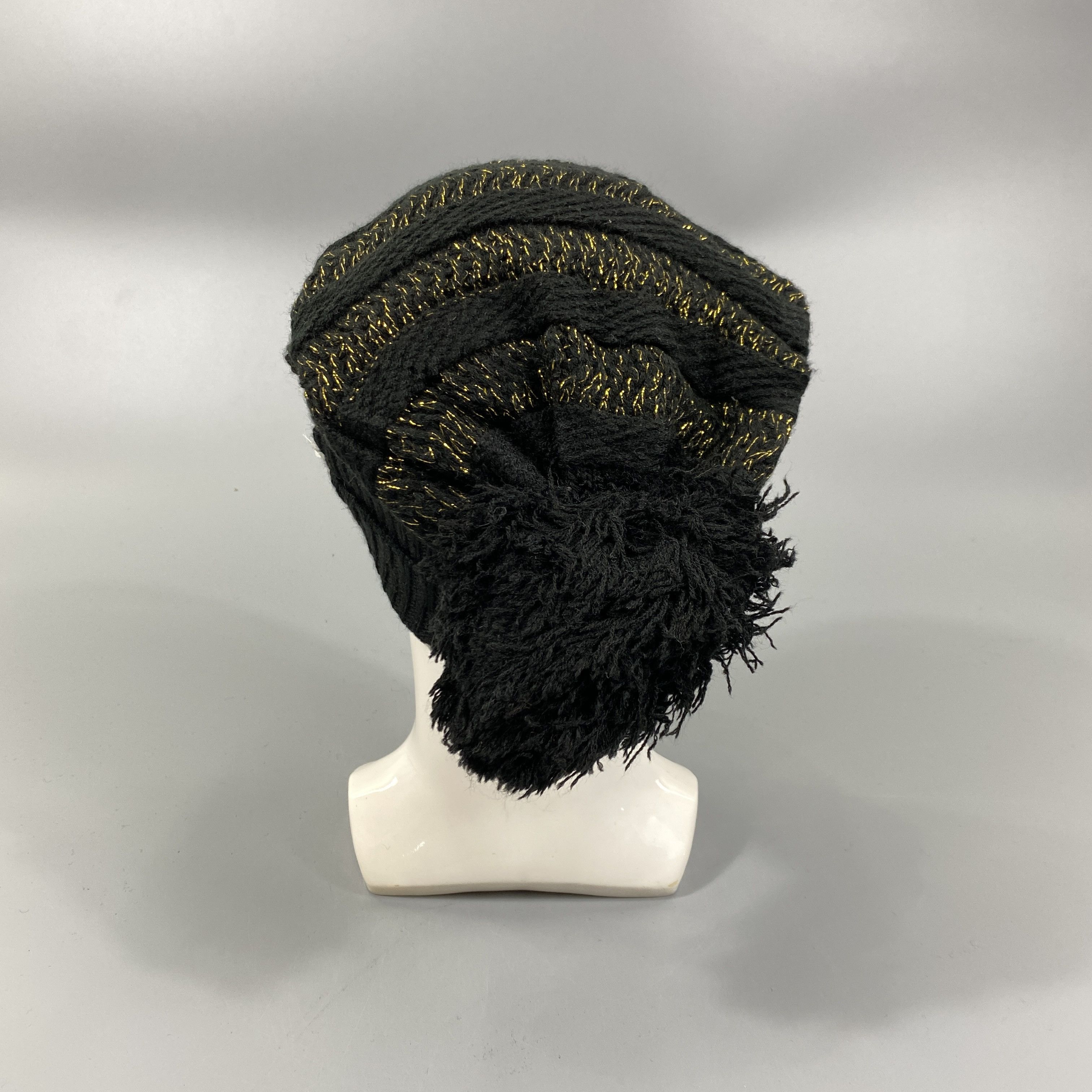 Japanese Brand Stripped Gold Beanie Pom Pom -BN690 Size ONE SIZE - 3 Thumbnail