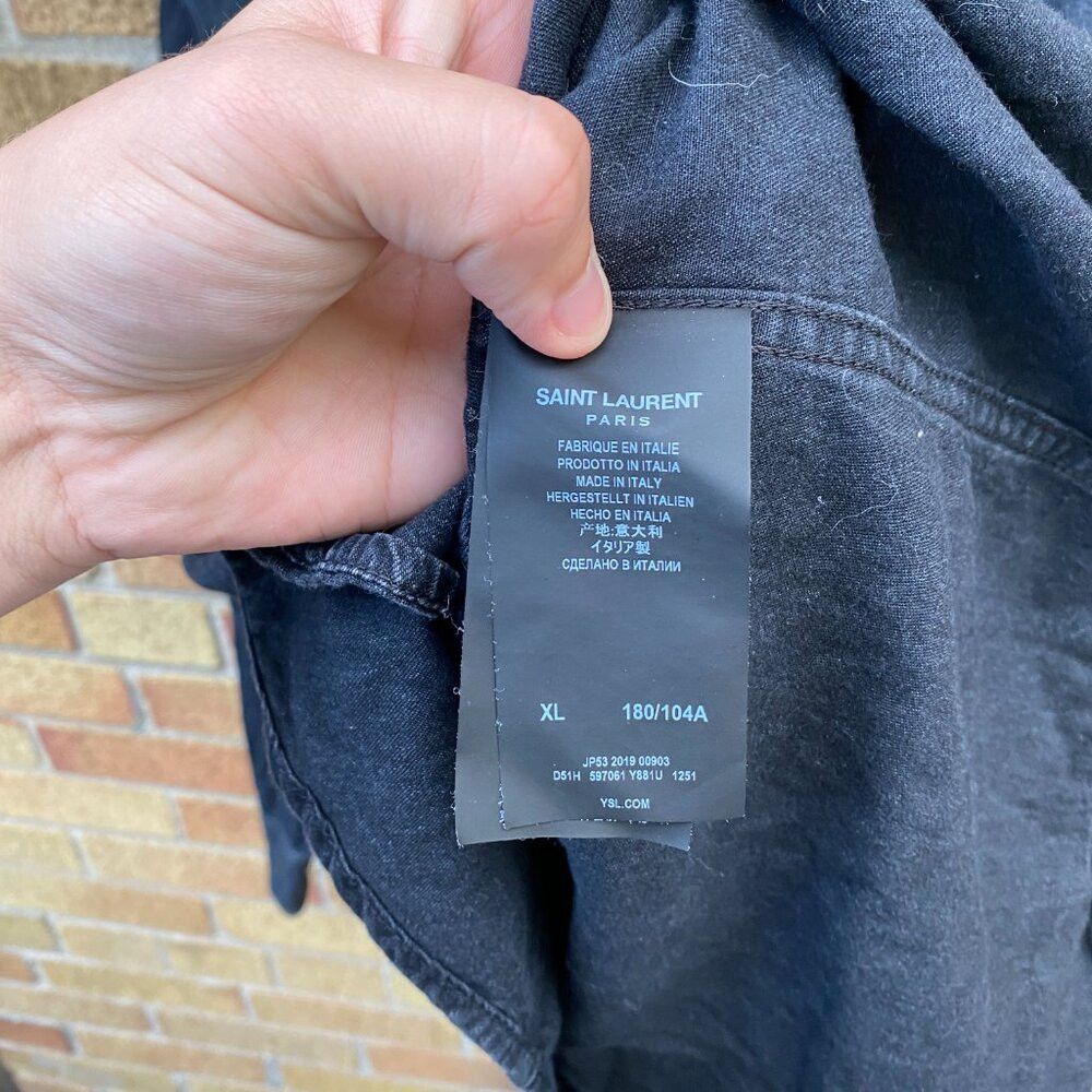 Saint Laurent Paris Saint Laurent Paris Black Denim Snapped Western Shirt Jacke Size US XL / EU 56 / 4 - 9 Thumbnail