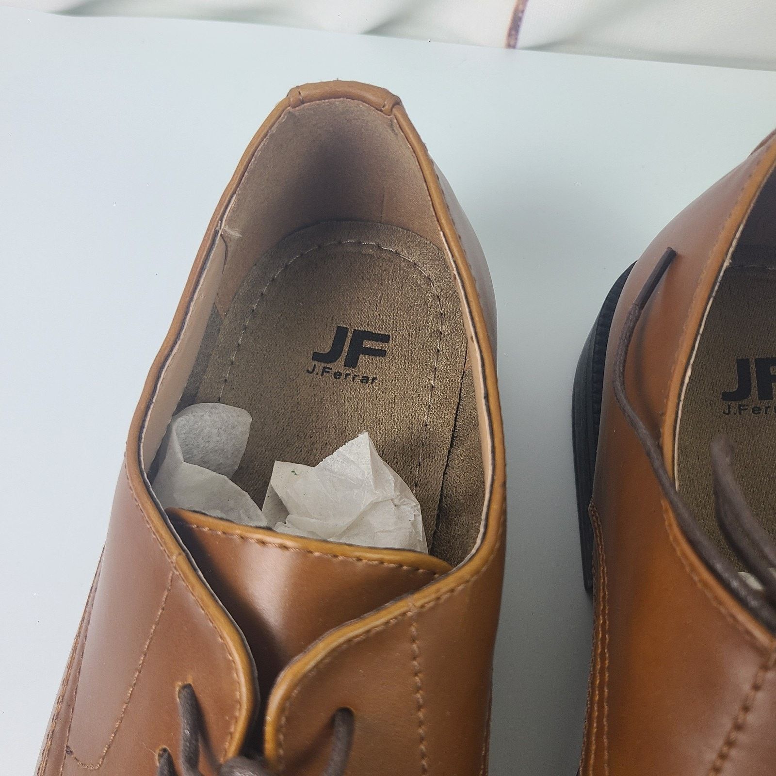 J Ferrar Mens JF J Ferrar Kent Brown Size 11M Oxford Dress Shoes Size US 11 / EU 44 - 3 Thumbnail
