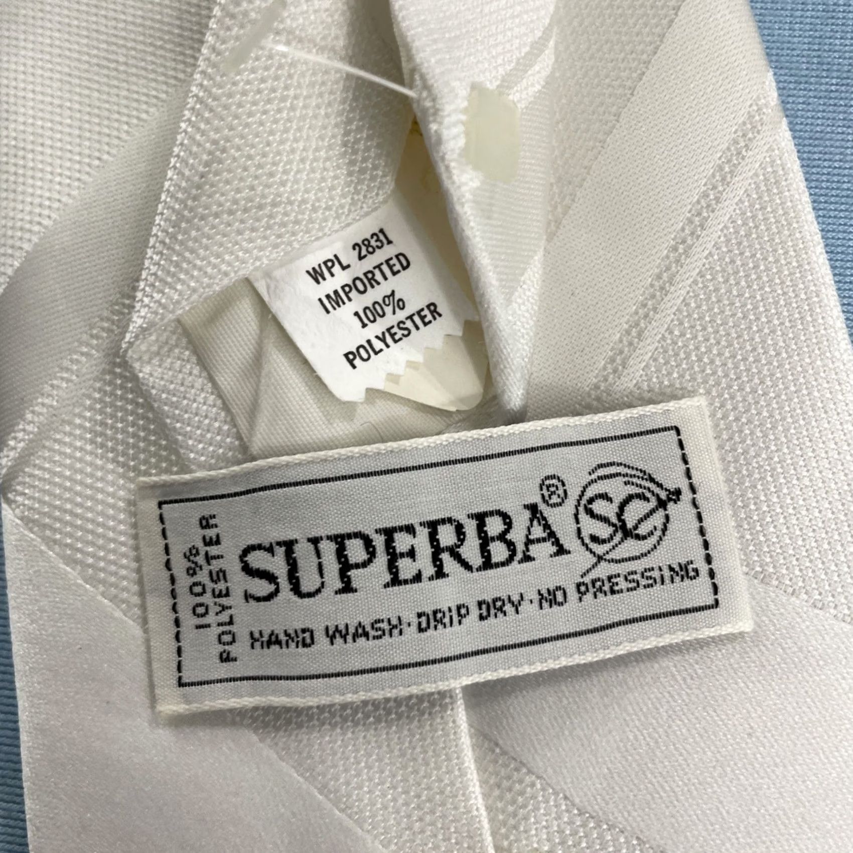 Vintage VINTAGE Superba Necktie Wide White Solid Plaid Textured Woven Tie 1970s 4.2x56 Men Dress Tie Size ONE SIZE - 7 Thumbnail