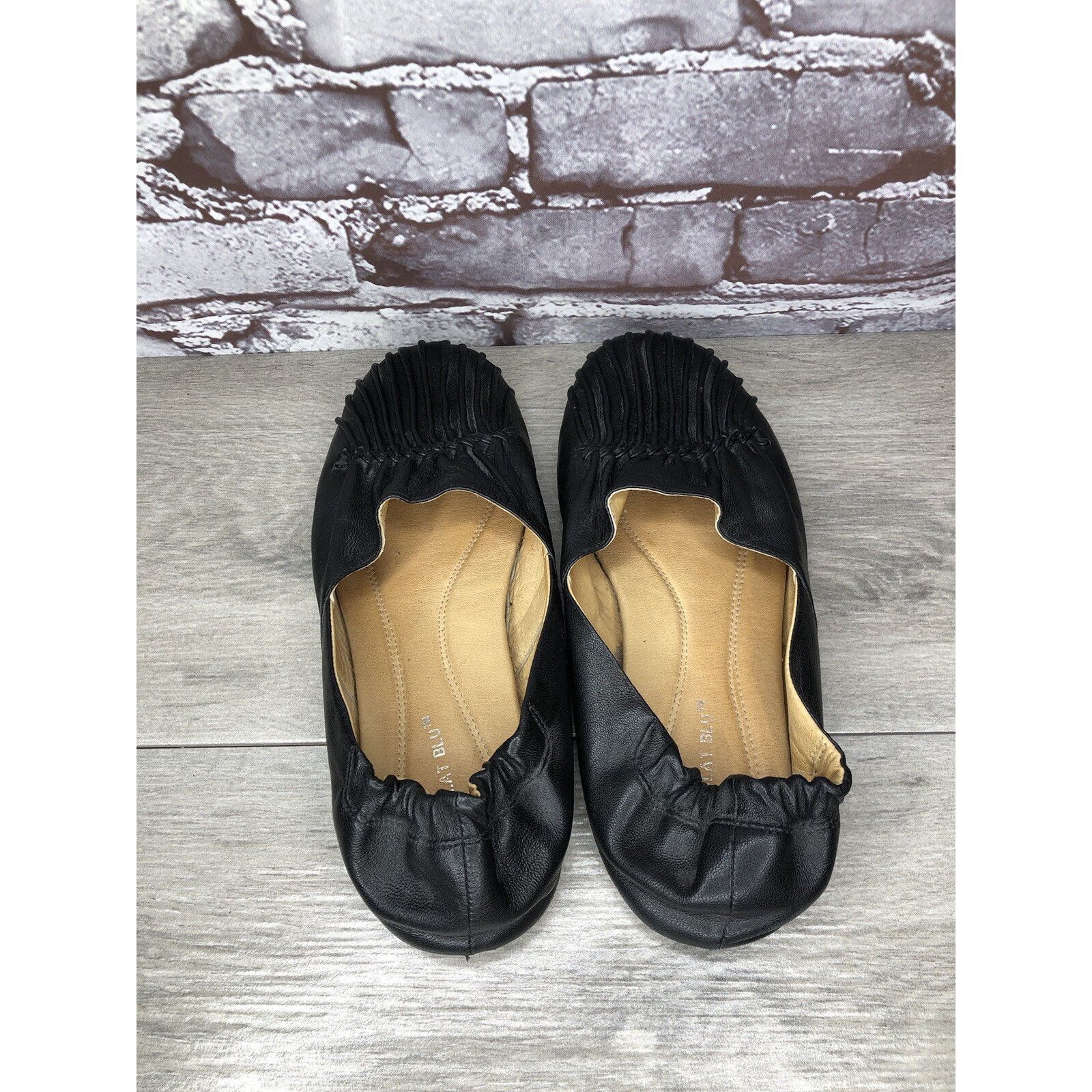 Chocolate Chocolate Blu CAM2 Black Pleated Leather Ballet Flats Shoes Size US 8 / IT 38 - 7 Thumbnail