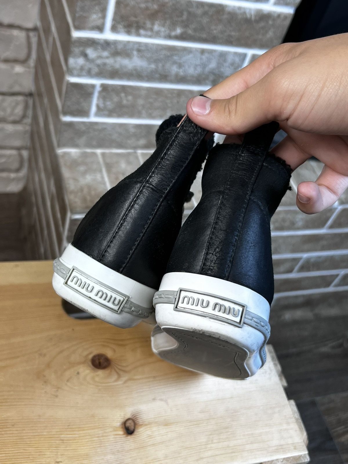 Miu Miu Miu Miu Shearling Suede High Top Black Shoes Size US 7.5 / IT 37.5 - 6 Thumbnail