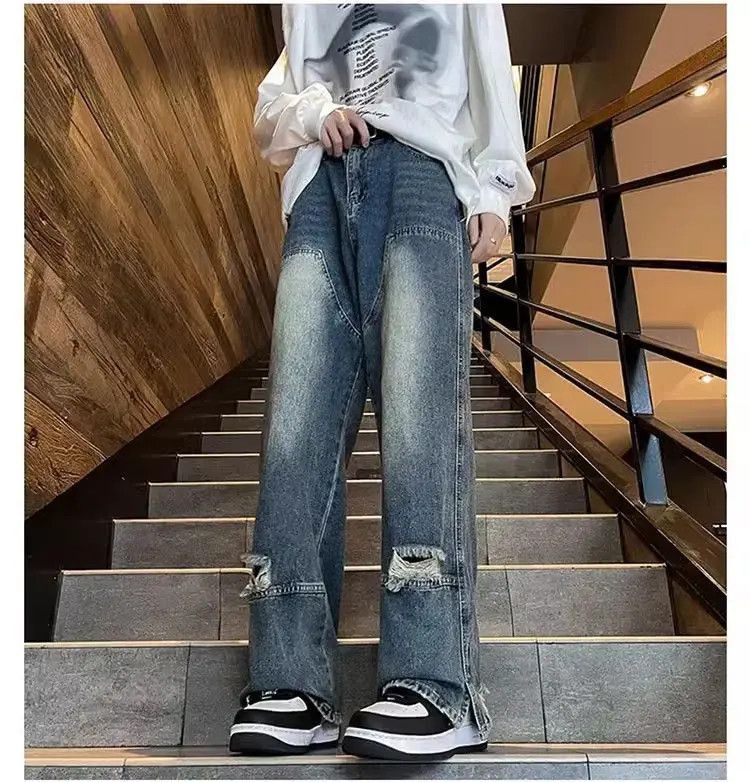 Japanese Brand Straight casual distressed jeans Size US 32 / EU 48 - 6 Thumbnail