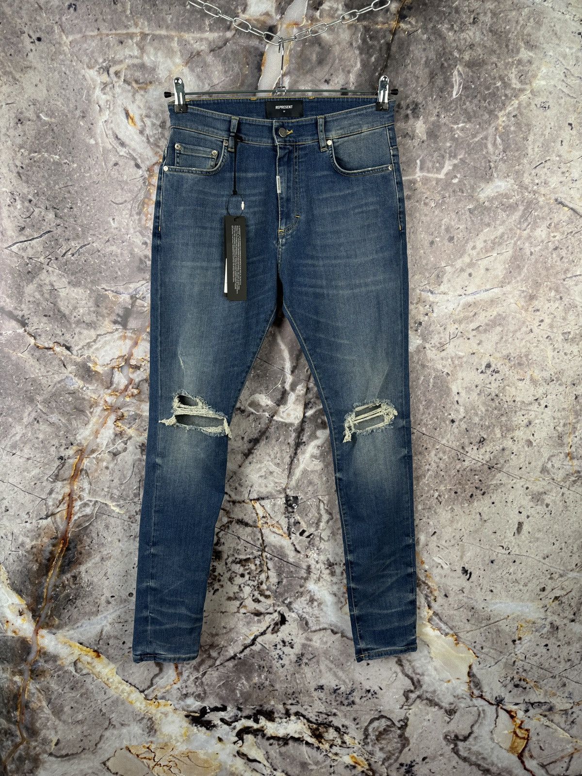Represent Clo. Represent Distressed Skinny Jeans Blue Ripped Denim Slim Fit Size US 32 / EU 48 - 1 Thumbnail