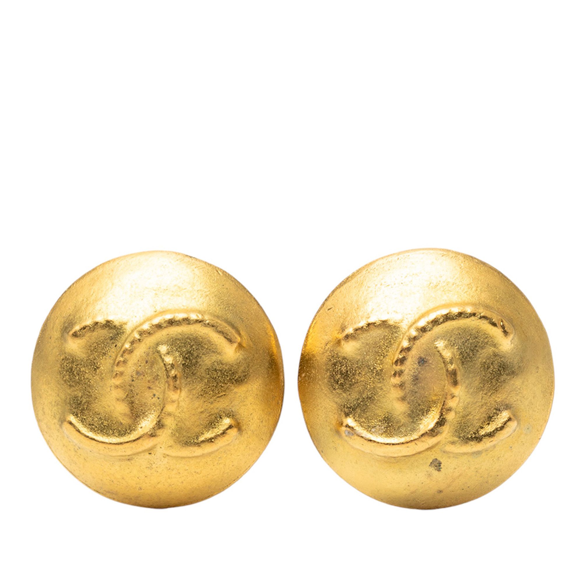 Chanel Chanel CC Gold Plated Button Clip On Earrings Size ONE SIZE - 1 Thumbnail