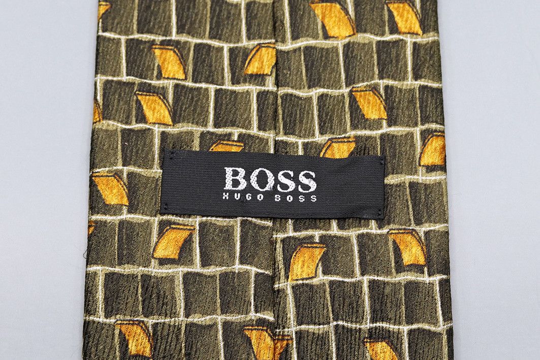 Hugo Boss Vintage Hugo Boss Italian Silk Tie – Olive Green Size ONE SIZE - 4 Thumbnail
