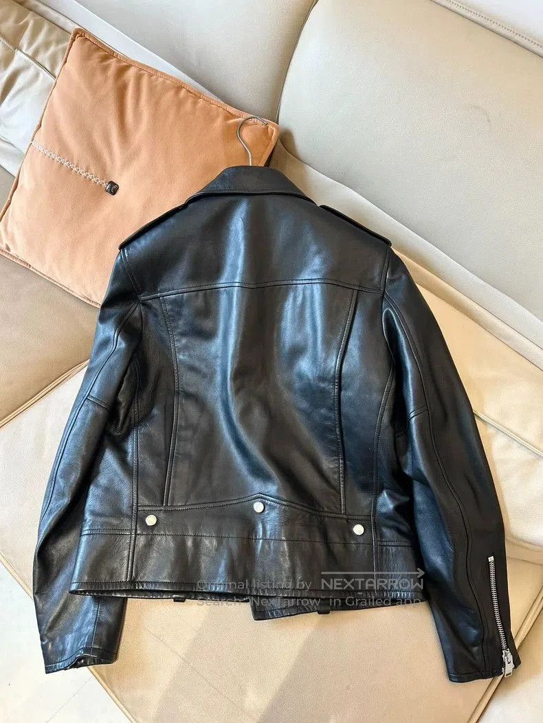 Saint Laurent Leather Motorcycle Jacket Size 52.