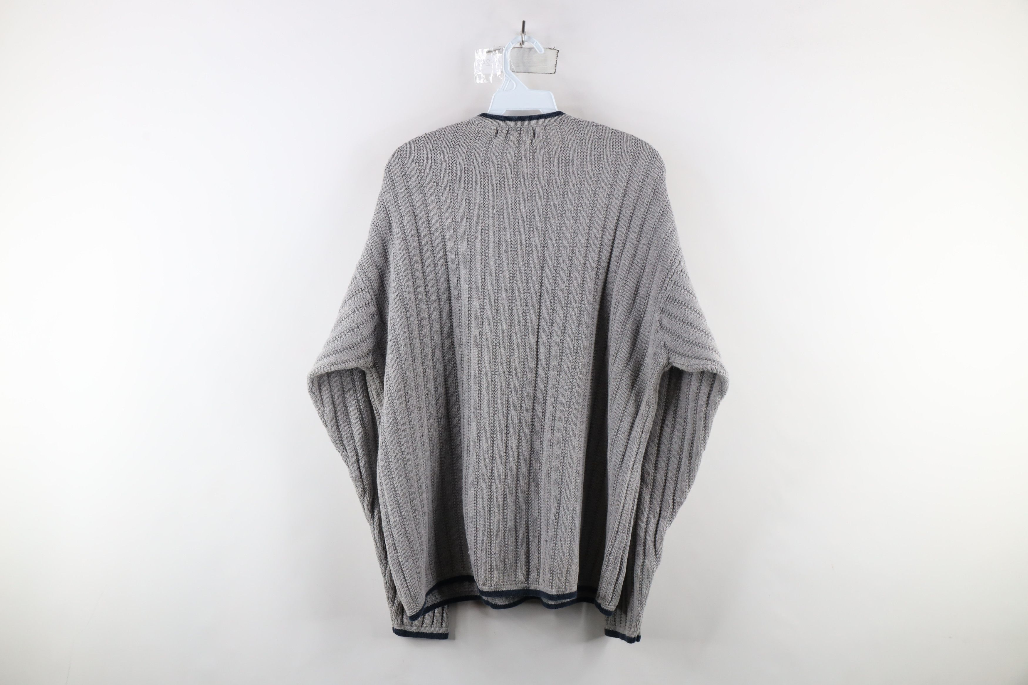 Vintage Vintage 90s Streetwear Ribbed Knit Henley Sweater Gray Size US M / EU 48-50 / 2 - 7 Thumbnail