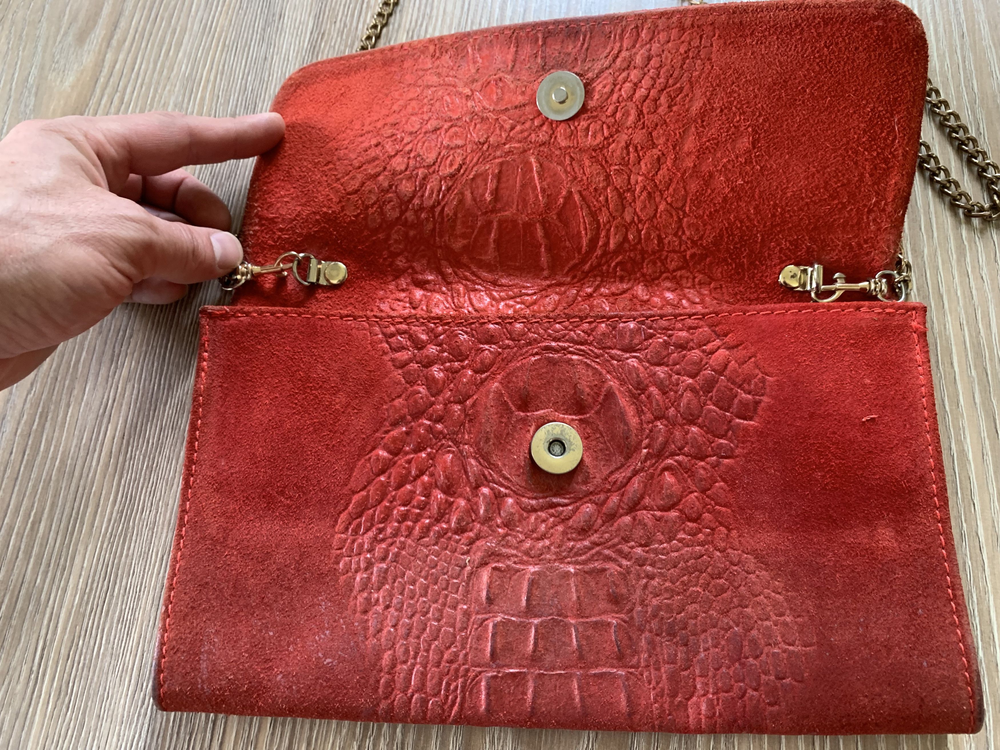 Designer Borse In Pelle Crocodile Genuine Leather Red Clutch Size ONE SIZE - 5 Thumbnail