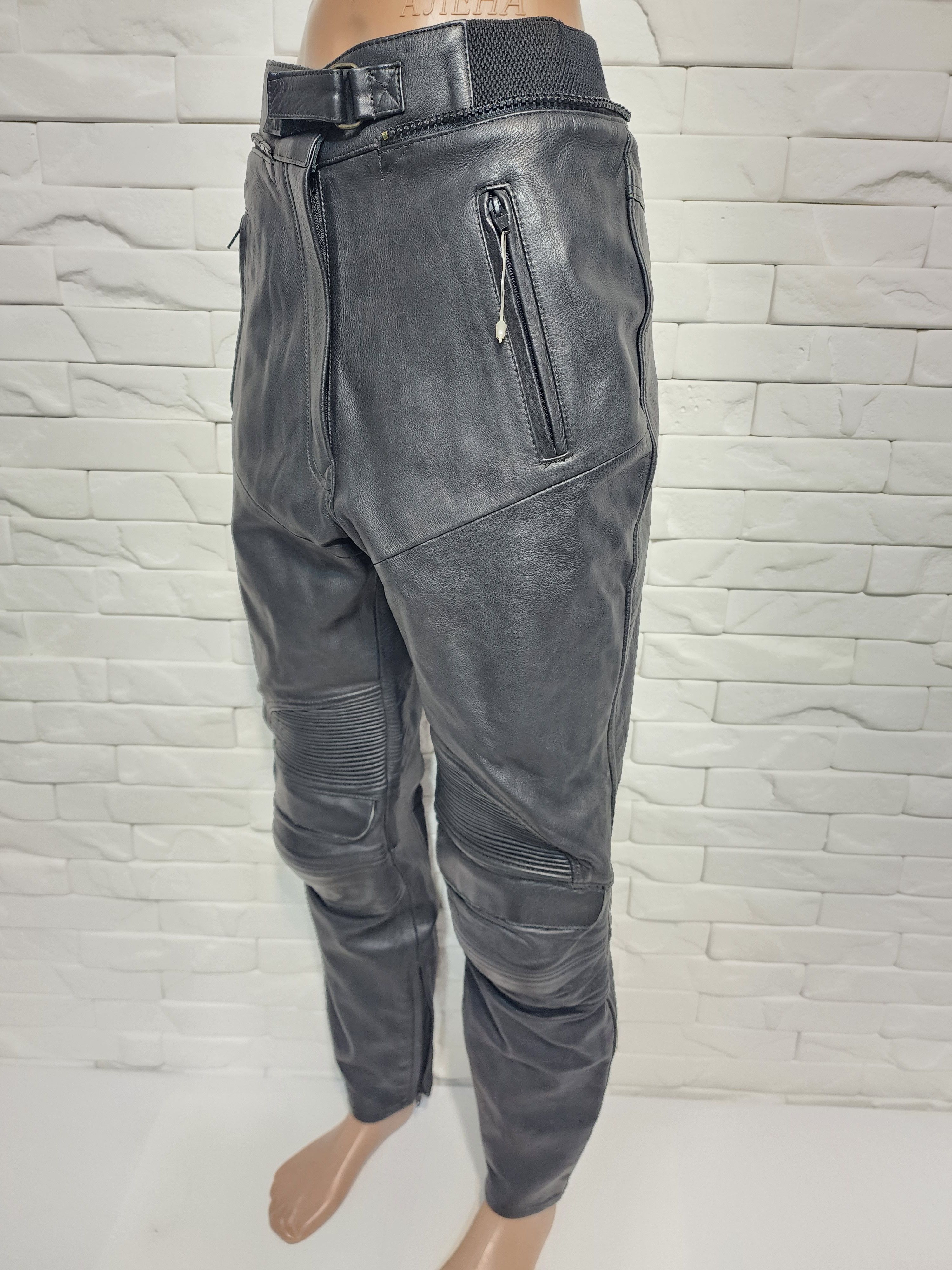 Genuine Leather Black Leather Biker Pants: Women's Ride Style Size 27" / US 4 / IT 40 - 2 Thumbnail