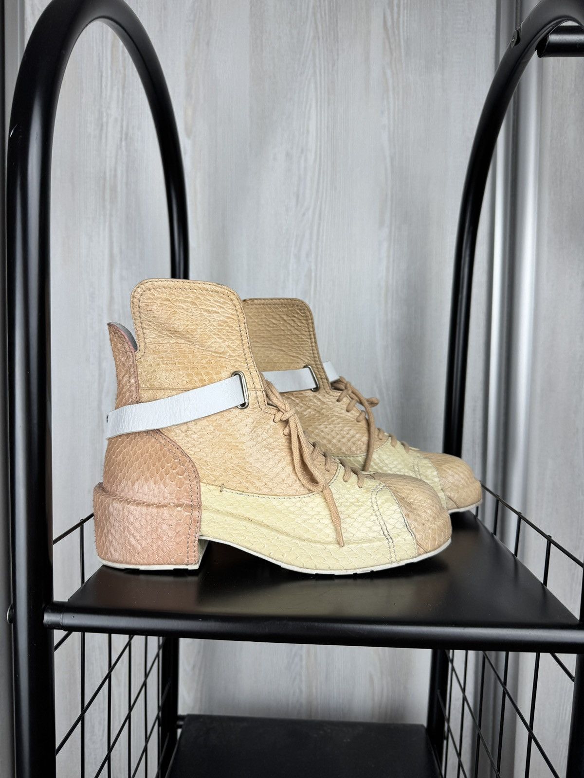 Jil Sander Jil Sander colour blocked snake python style leather boots Size US 7 / IT 37 - 1 Thumbnail