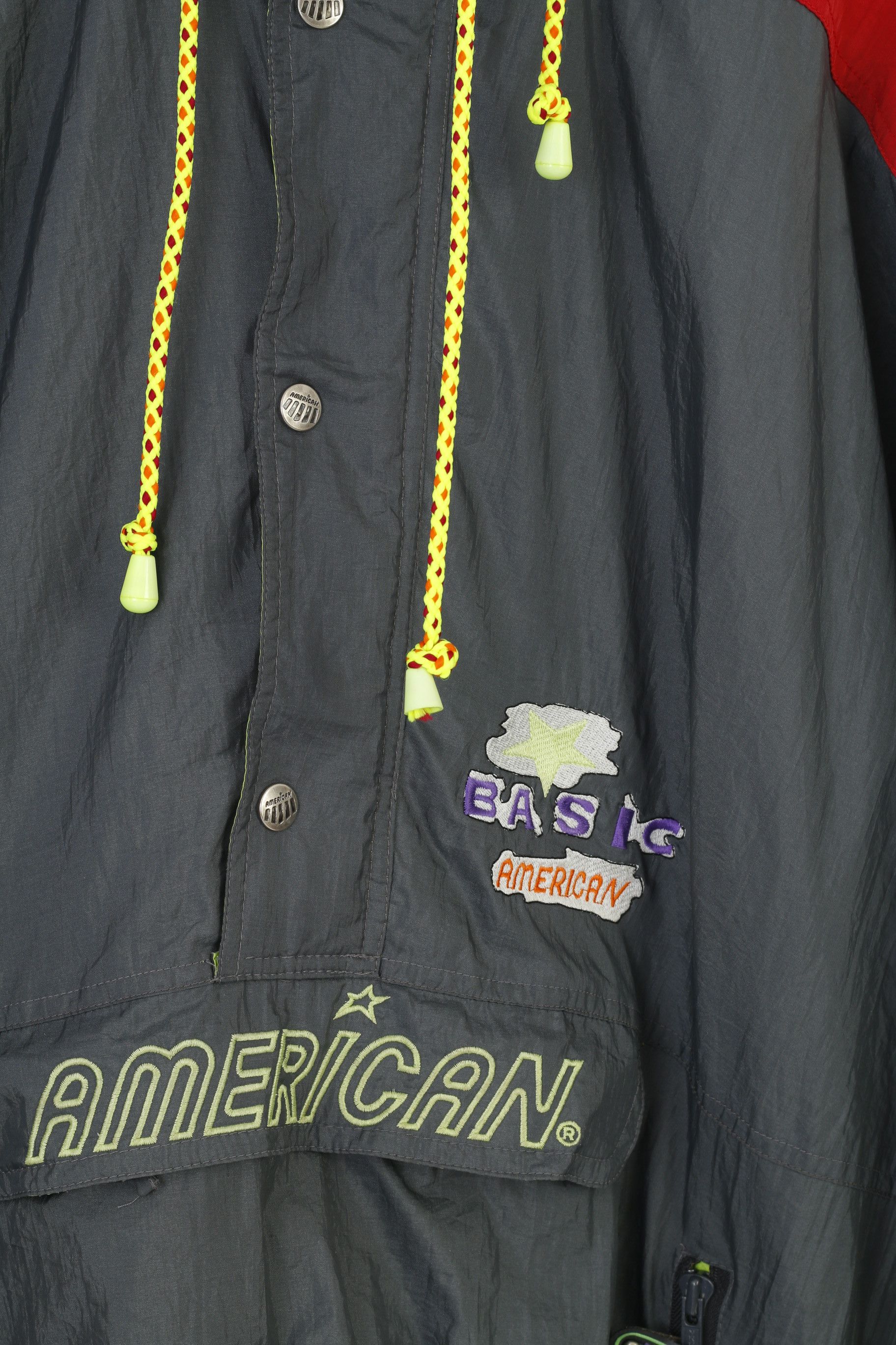 Vintage American Men XL Jacket Grey Zip Neck Retractable Hood 2206 Size US L / EU 52-54 / 3 - 4 Thumbnail