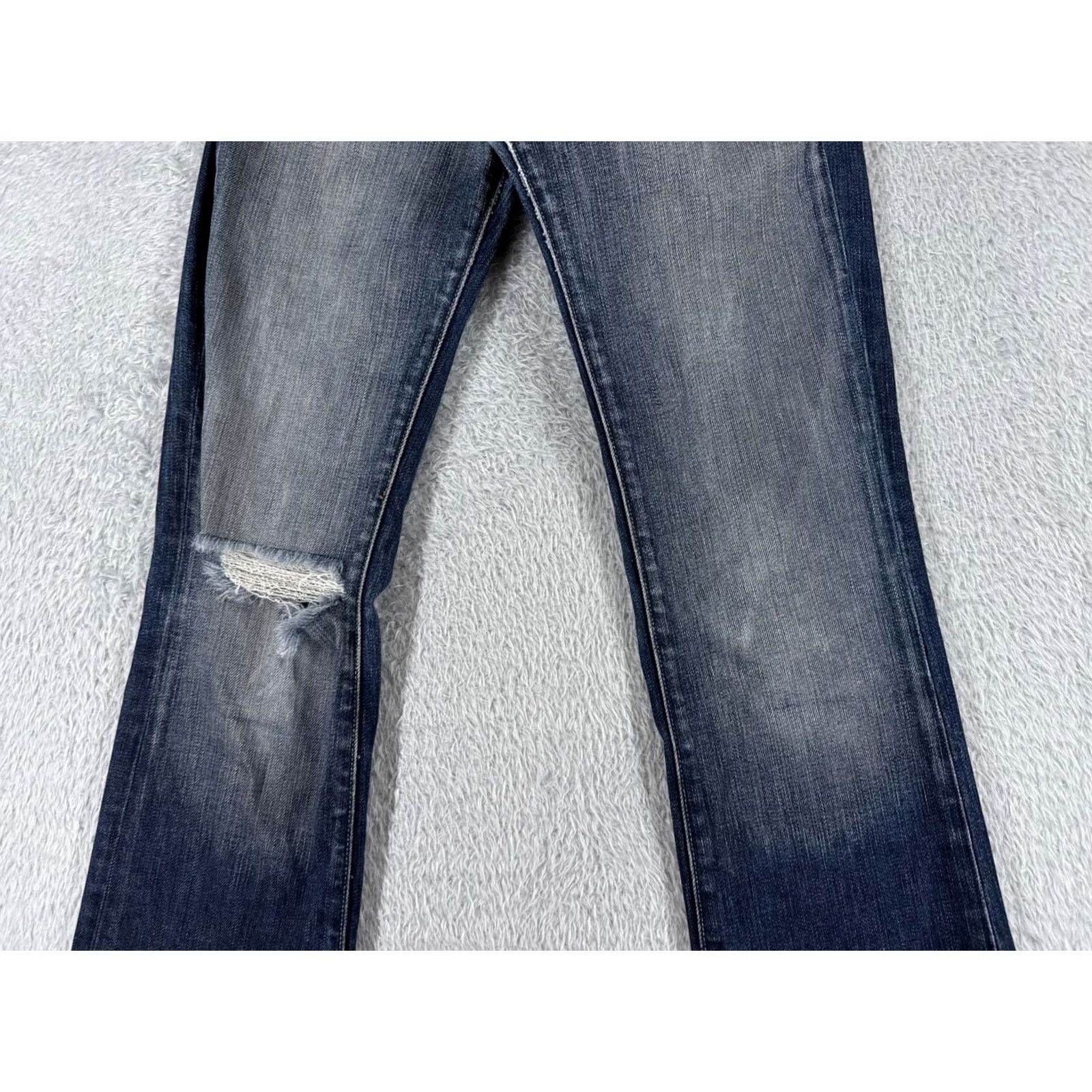 Paige Paige Jeans Womens 27 Blue Denim Bootcut Distressed Stretch 5-Pocket American Classic Designer Jeans Size 27 Womens Medium Wash Vintage: No Size 27" / US 4 / IT 40 - 3 Thumbnail