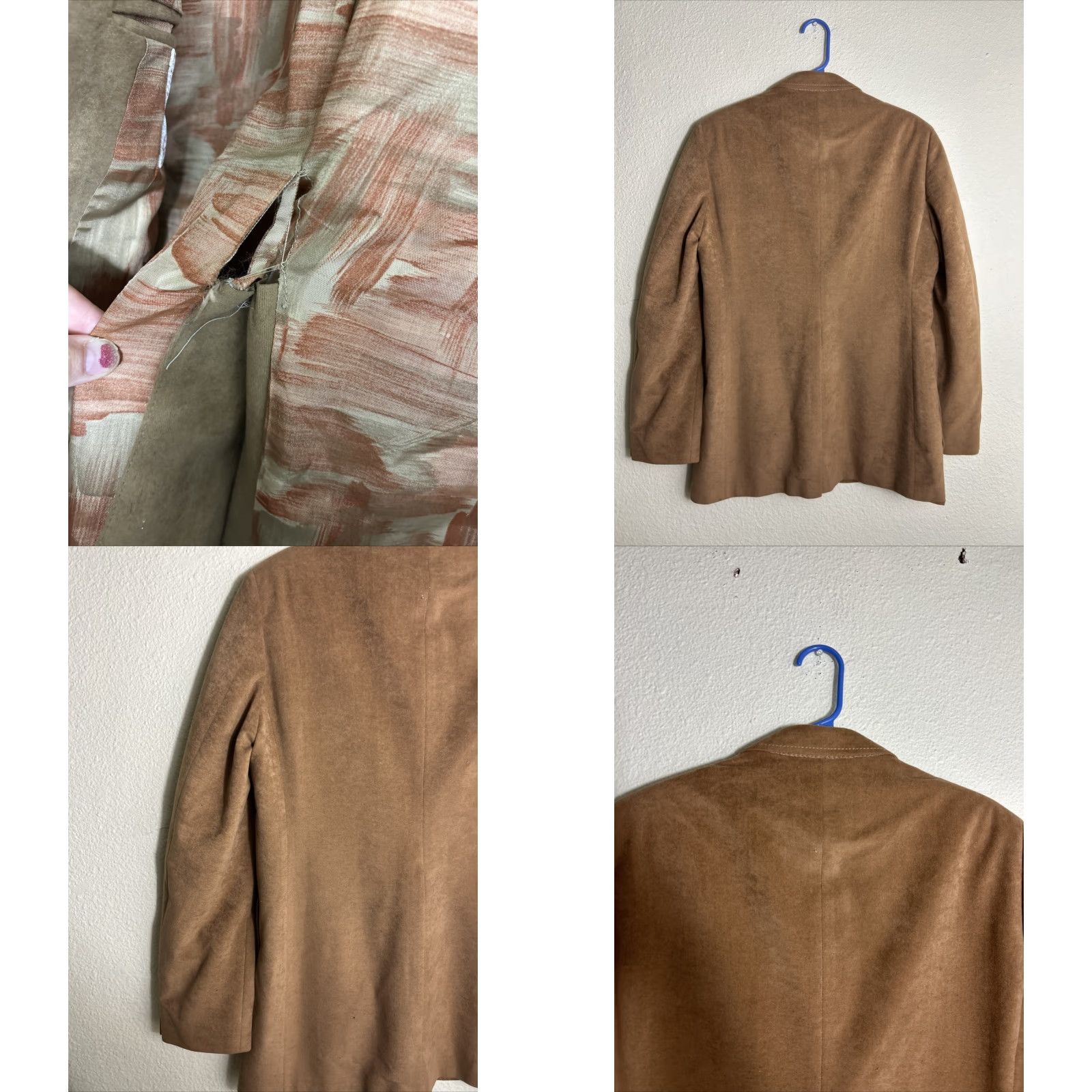 Vintage VINTAGE John Keith Coat Blazer Mens Small Brown Polyester Coat Flaw Rip Inside Lining Size 36R - 9 Thumbnail