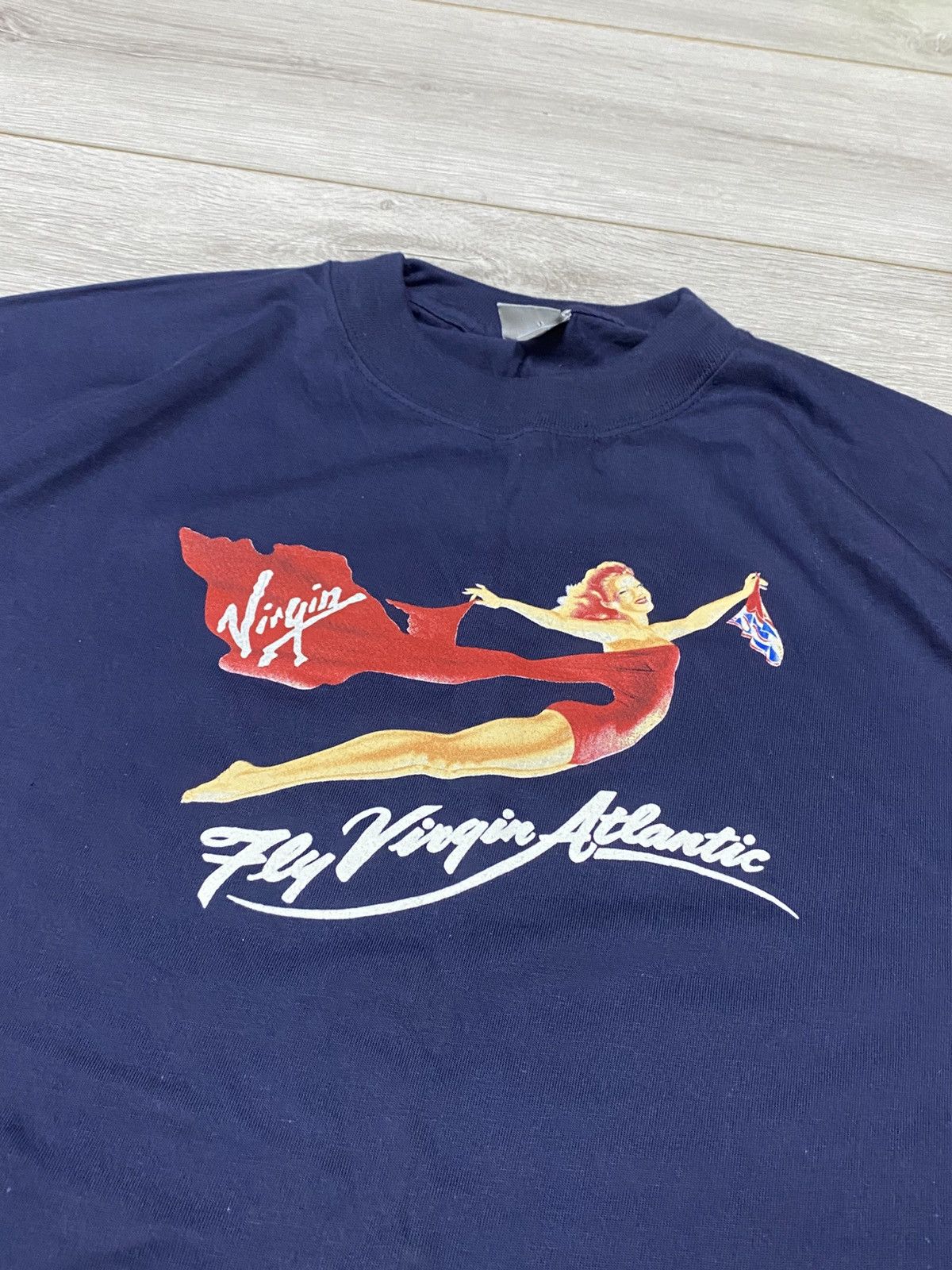 Band Tees 🛩️ Vintage 90s Virgin Atlantic logo t-shirt Airplane Company Size US XL / EU 56 / 4 - 5 Thumbnail