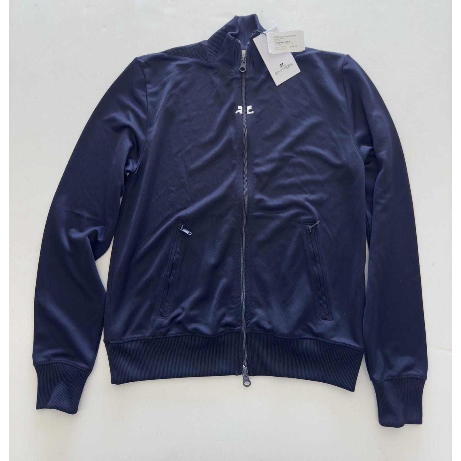 Courreges Courrèges logo-embroidered track jacket XS Navy Blue Size US XS / EU 42 / 0 - 1 Thumbnail