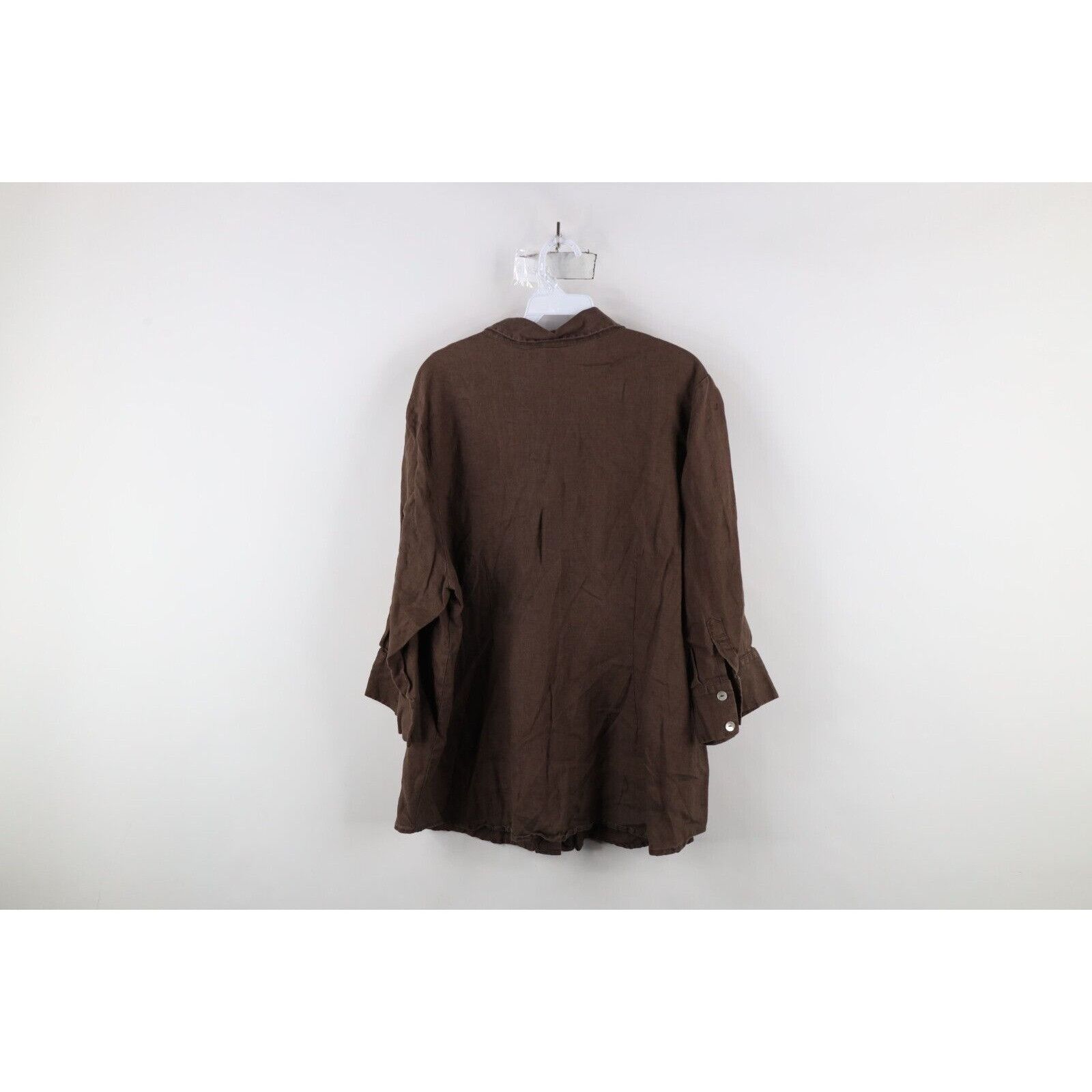 Vintage Vintage 90s Lagenlook Linen Oversized Collared Button Shirt Size XXL / US 16-18 / IT 52-54 - 7 Thumbnail