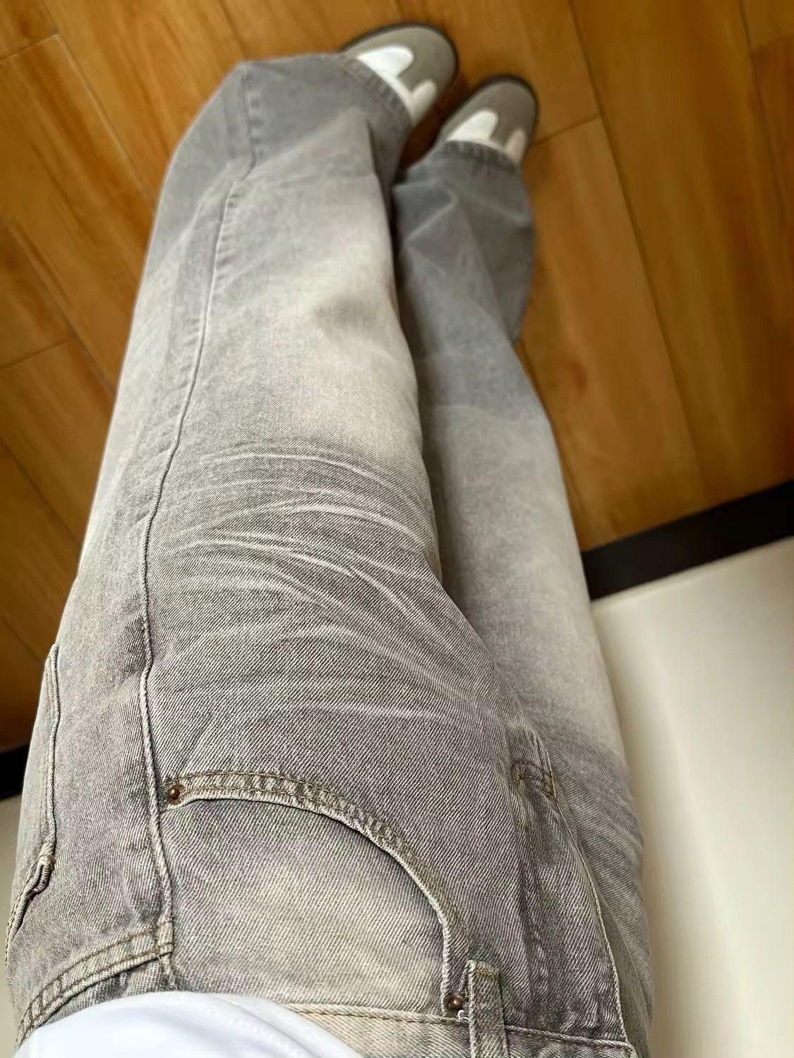 Jean Vintage Baggy Grey Denim Size 30" / US 8 / IT 44 - 2 Thumbnail