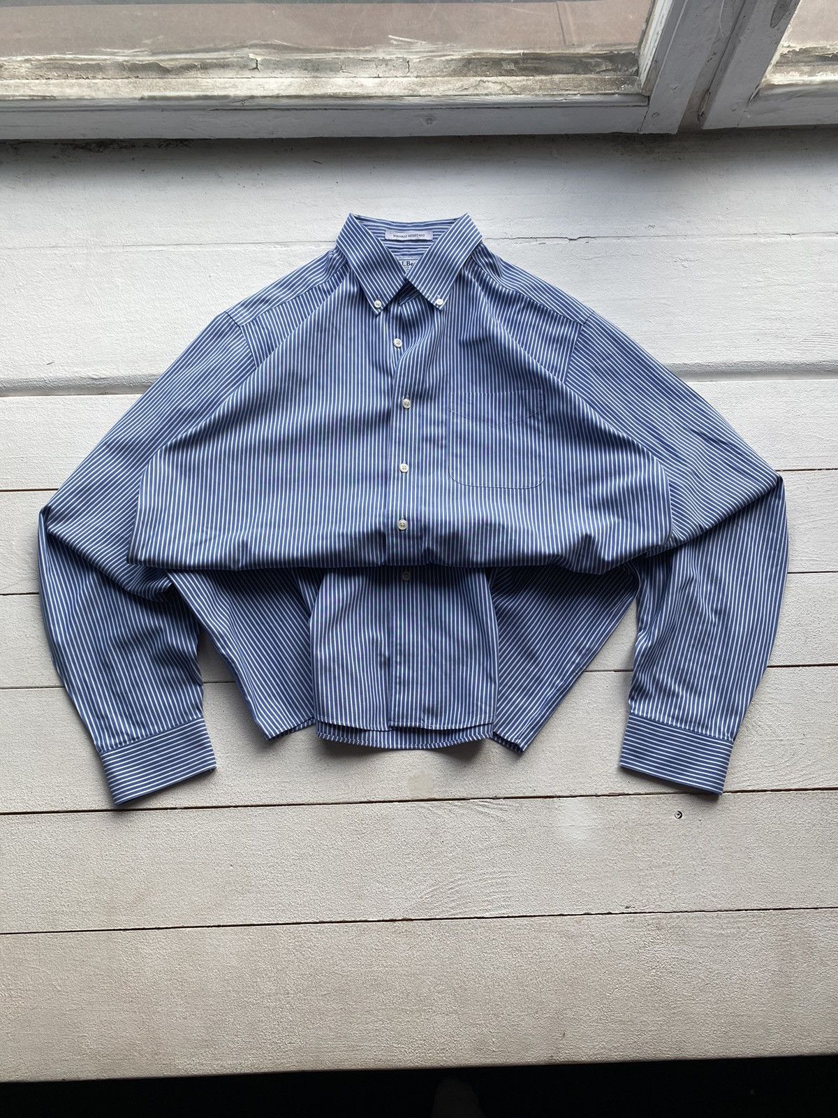 Designer × L.L. Bean × Vintage 00s L.L. Bean Striped Shirt Relaxed Fit Mens Vintage Size US L / EU 52-54 / 3 - 1 Thumbnail