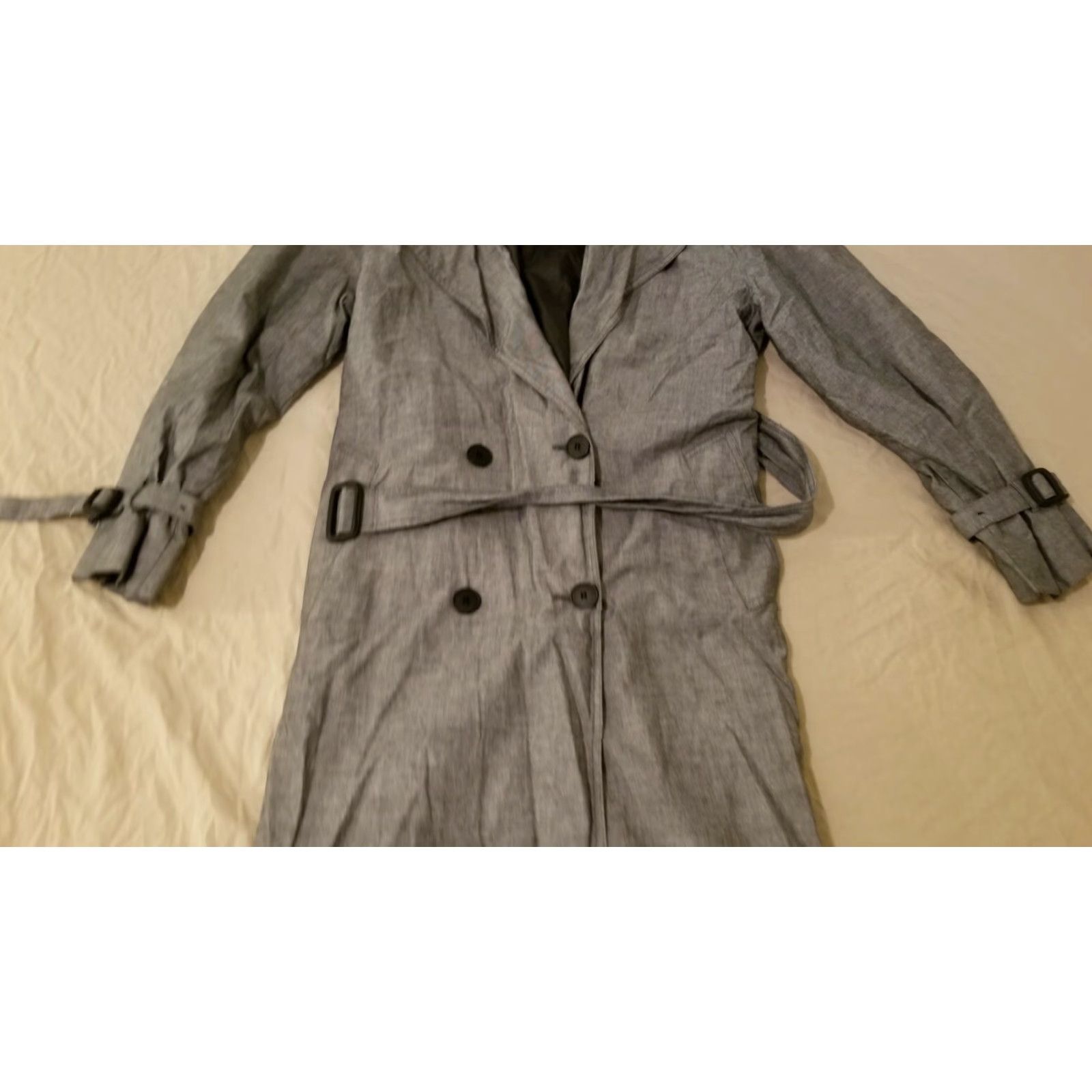 London Fog VINTAGE London Fog Trench Coat Jacket Womens 8 Regular Gray Cotton Coat Womens 8 Regular Gray London Fog Trench Coat Size M / US 6-8 / IT 42-44 - 2 Thumbnail