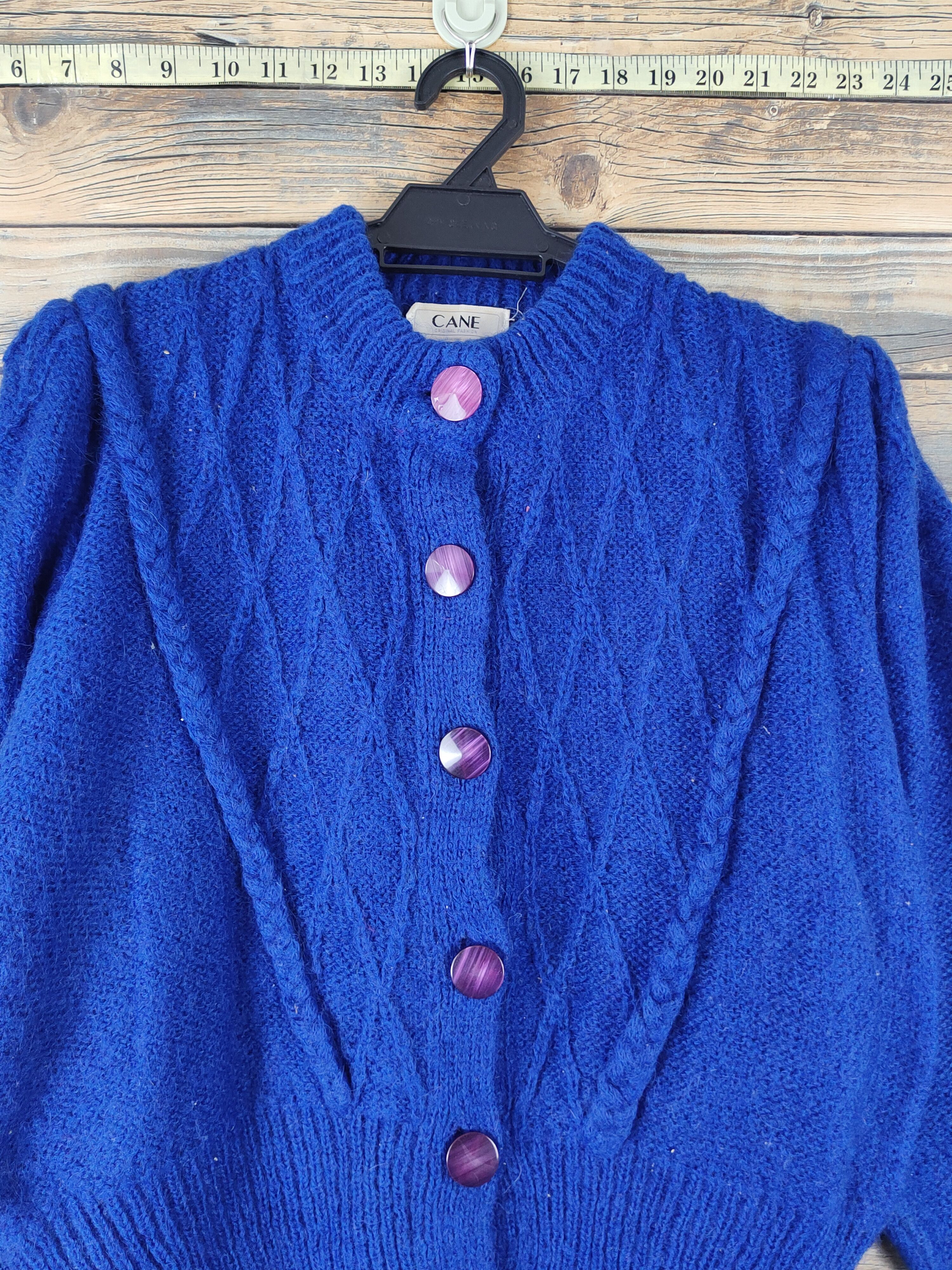 Vintage Cane Blue Knitwear Cardigan #W1547 Size M / US 6-8 / IT 42-44 - 2 Thumbnail