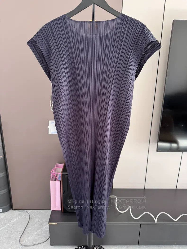 Issey Miyake Issey Miyake Dark Blue Kelp-style Sleeveless Dress Size S / US 4 / IT 40 - 2 Thumbnail