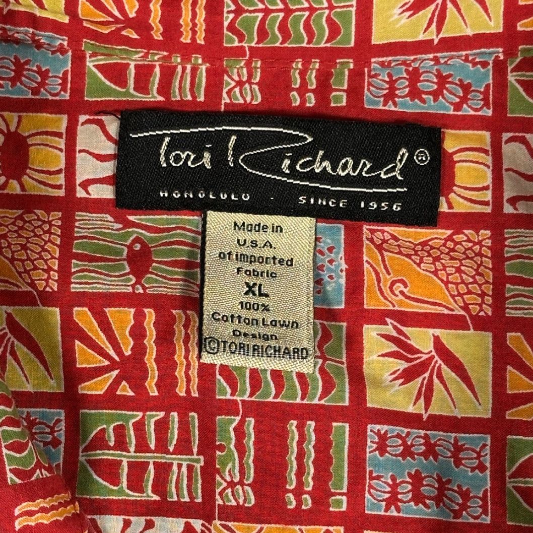 Tori Richard VINTAGE Tori Richard Hawaiian Shirt Adult EXTRA LARGE Red Aloha Geometric Fish Shirt XL Mens Size US XL / EU 56 / 4 - 6 Thumbnail