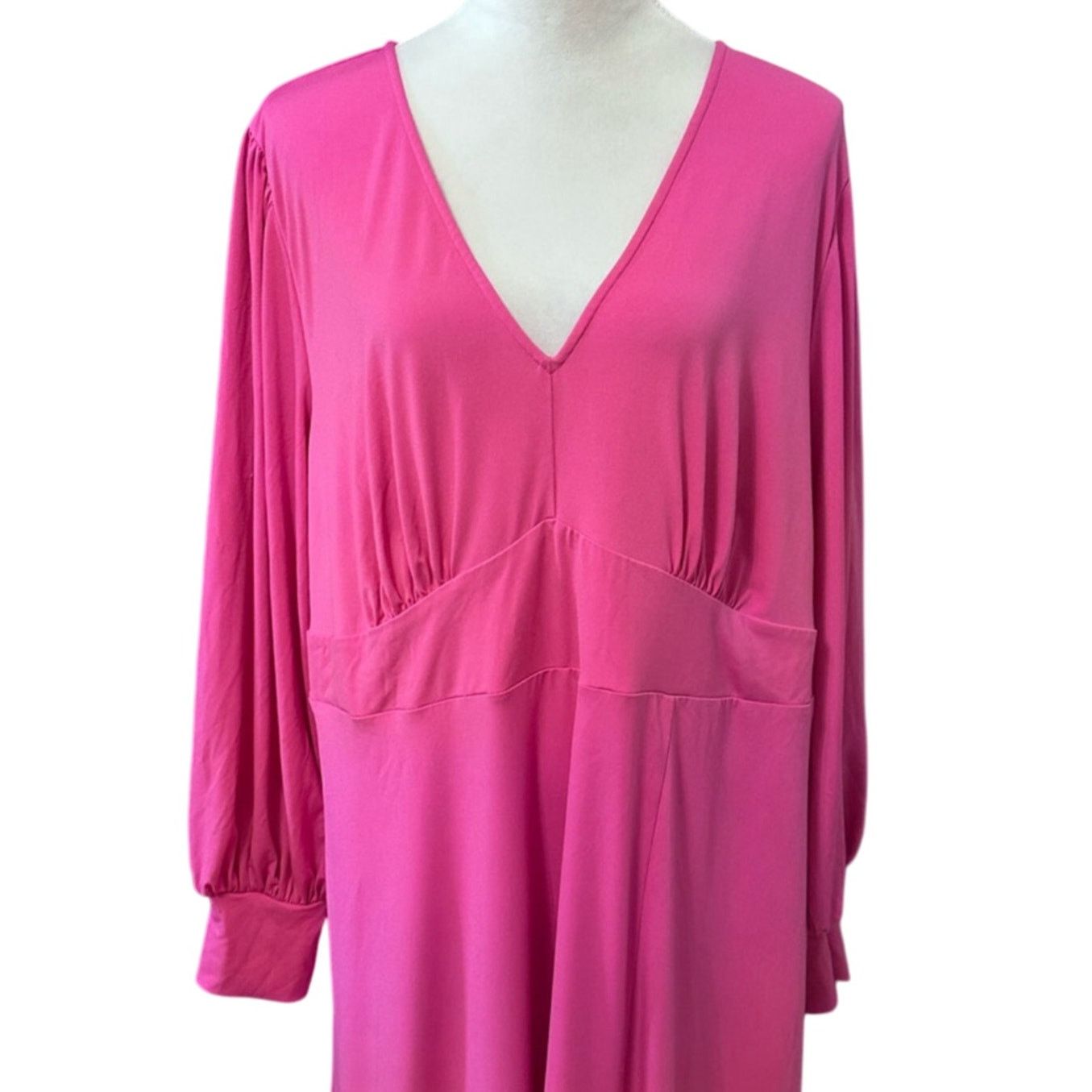 Other Eloquii A-Line Midi Dress V-Neckline Vibrant Pink Women's 22 Size 3XL / US 20-22 - 2 Thumbnail