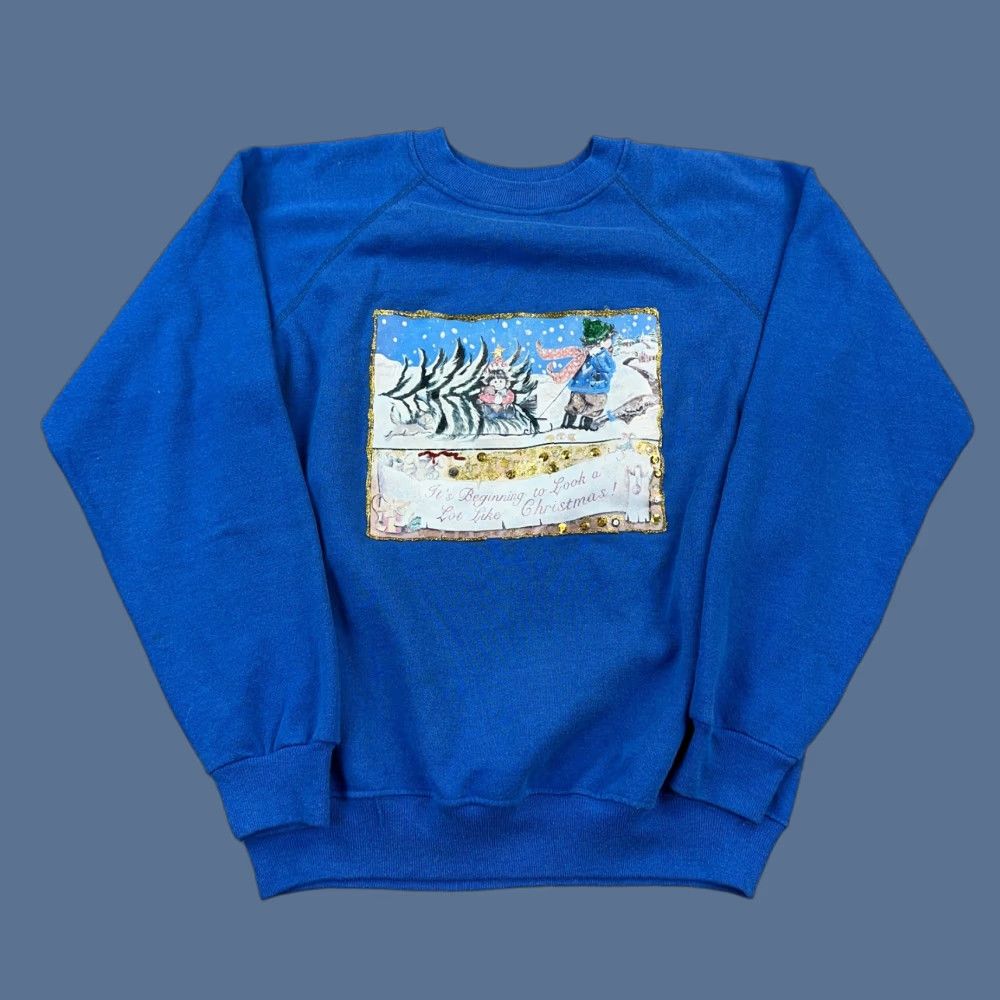 Fruit Of The Loom VINTAGE Hanes Sweatshirt Mens Large Holiday Christmas Graphic Pullover USA 90s Size US L / EU 52-54 / 3 - 1 Thumbnail