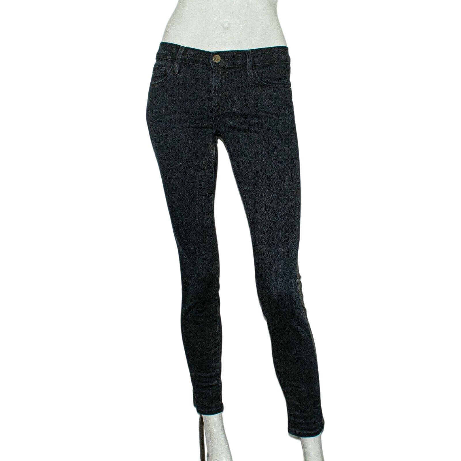 Frame FRAME Denim Le Skinny Tuxe Jeans in Black w Faux Mesh Panel Size 25" / US 0 / IT 36 - 6 Thumbnail