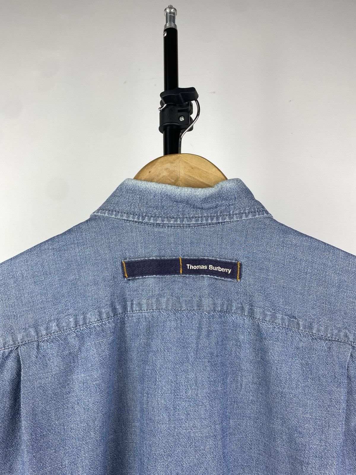 Burberry RARE Thomas Burberry Vintage Denim Shirt short sleeve 90s Size US L / EU 52-54 / 3 - 9 Thumbnail