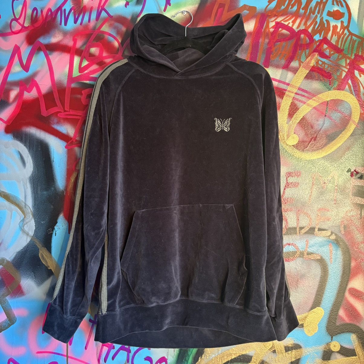 Needles Needles Navy/Green Velour Logo Hoodie Size M Size US S / EU 44-46 / 1 - 1 Thumbnail