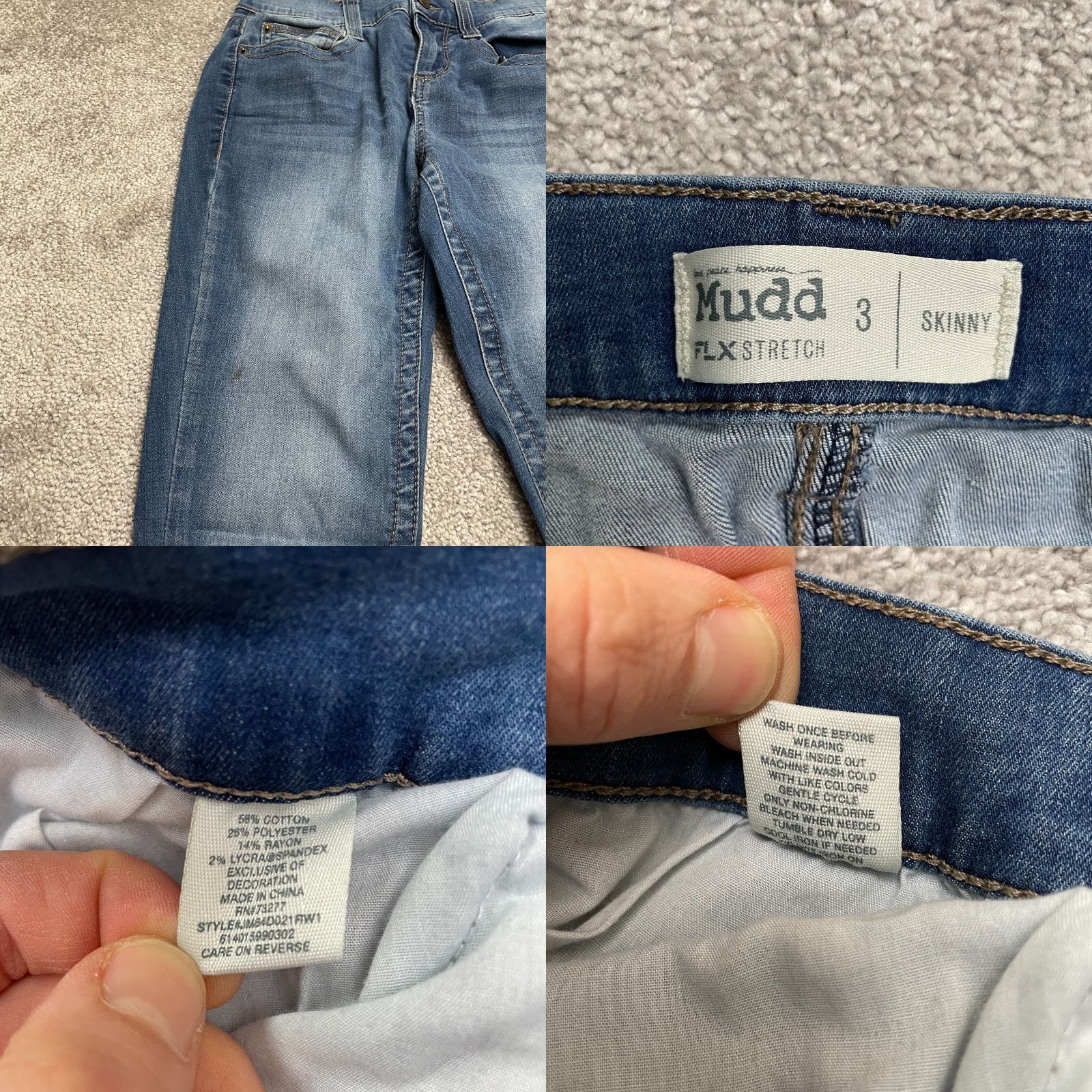 Vintage Mudd FLX Stretch Distressed Skinny Jeans Juniors 3 Blue Medium Wash 26x30 Size 26" / US 2 / IT 38 - 8 Thumbnail
