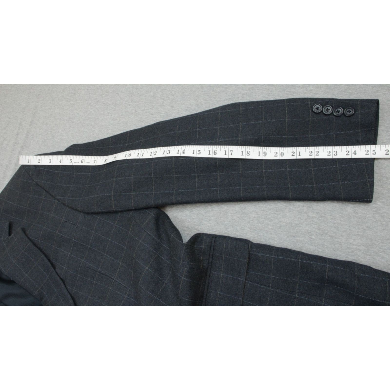 Jos. A. Bank Jos A Bank Blazer Mens 43R Navy Blue Windowpane Wool Silk Size 42R - 8 Thumbnail
