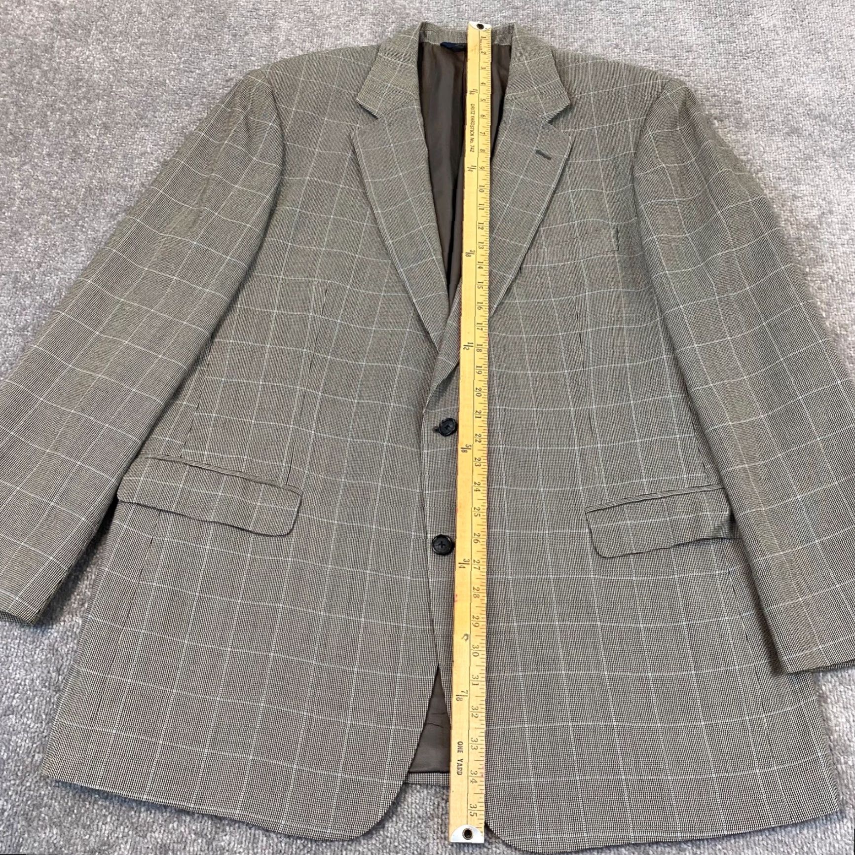 Brooks Brothers BROOKS BROTHERS Blazer Mens 46 Long Silk Wool Nailhead Check Jacket Single-Breasted 2-Button Size 46R - 4 Thumbnail
