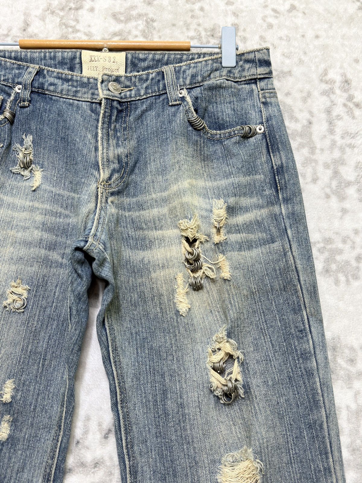 If Six Was Nine Hit Project Distressed Ring Hardware Light Wash Grunge Denim Size US 30 / EU 46 - 5 Thumbnail