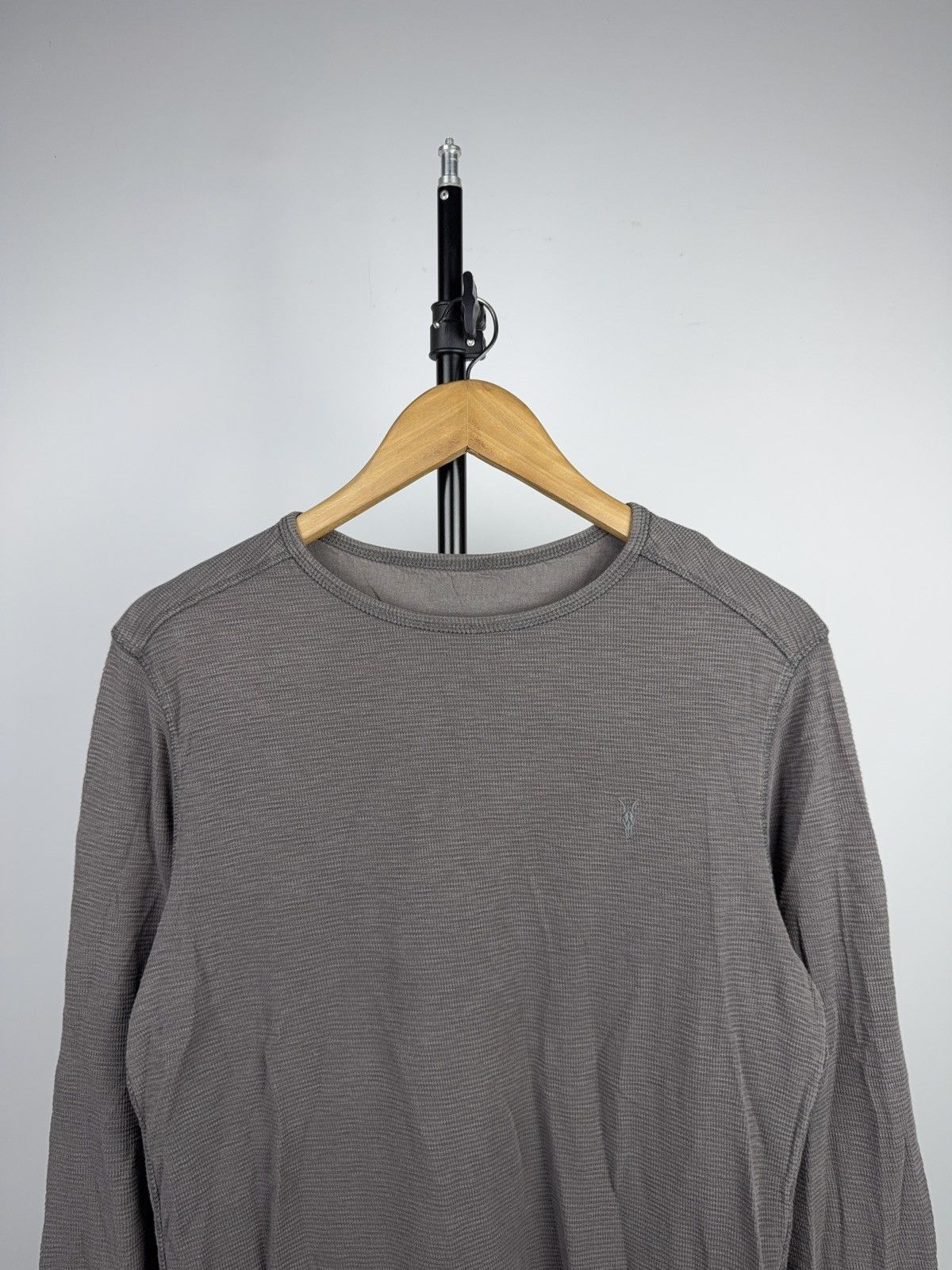 Allsaints 00s AllSaints Ribbed Thermal Long Sleeve Crewneck Grey Size US S / EU 44-46 / 1 - 2 Thumbnail