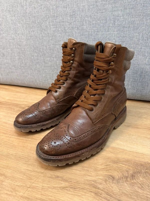 Brunello Cucinelli Brunello Cucinelli Leather Boots Brogue Oxford Vibram 38 Size US 8 / IT 38 - 7 Thumbnail