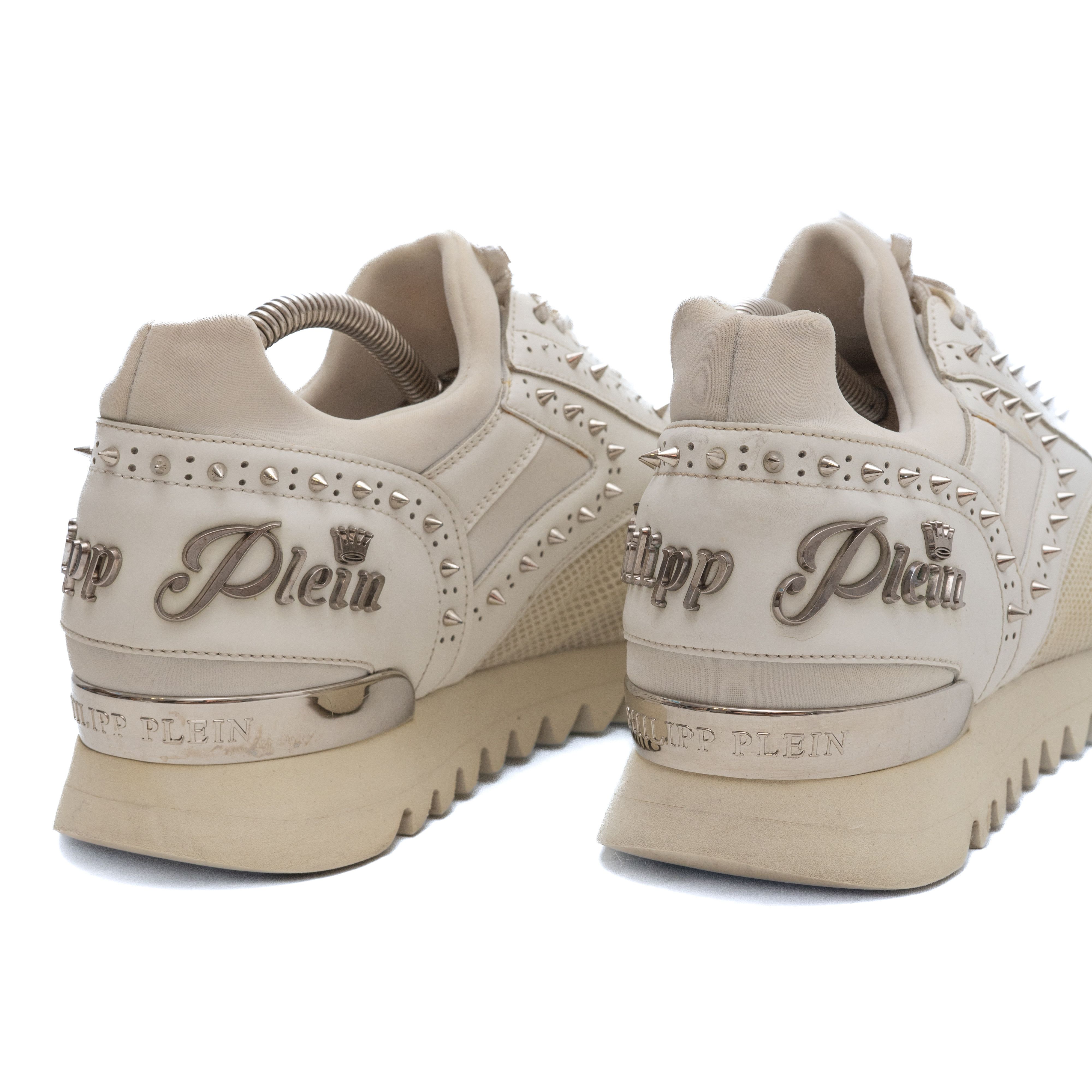 Philipp Plein PHILIPP PLEIN White Leather / Mesh Spiked Sneakers Size US 7 / EU 40 - 6 Thumbnail