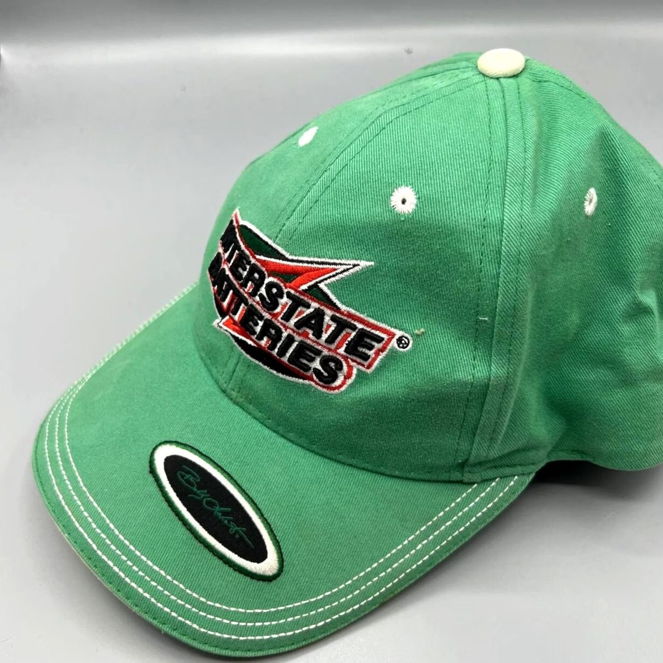 NASCAR Interstate Batteries Nascar Racing Hat Men Green Bobby Labonte 18 Strap Back Cap Baseball Cap Adjustable Canvas Green Logo Sports Mens Size ONE SIZE - 3 Thumbnail