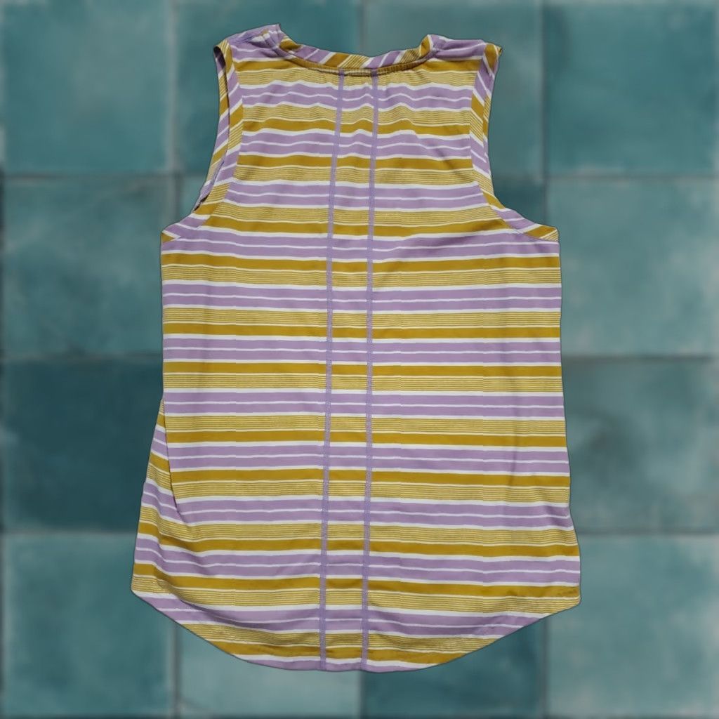 Vintage VINTAGE Title Nine Top Women L Purple Orange Striped Sleeveless Tank Rounded Hem Size L / US 10 / IT 46 - 1 Thumbnail