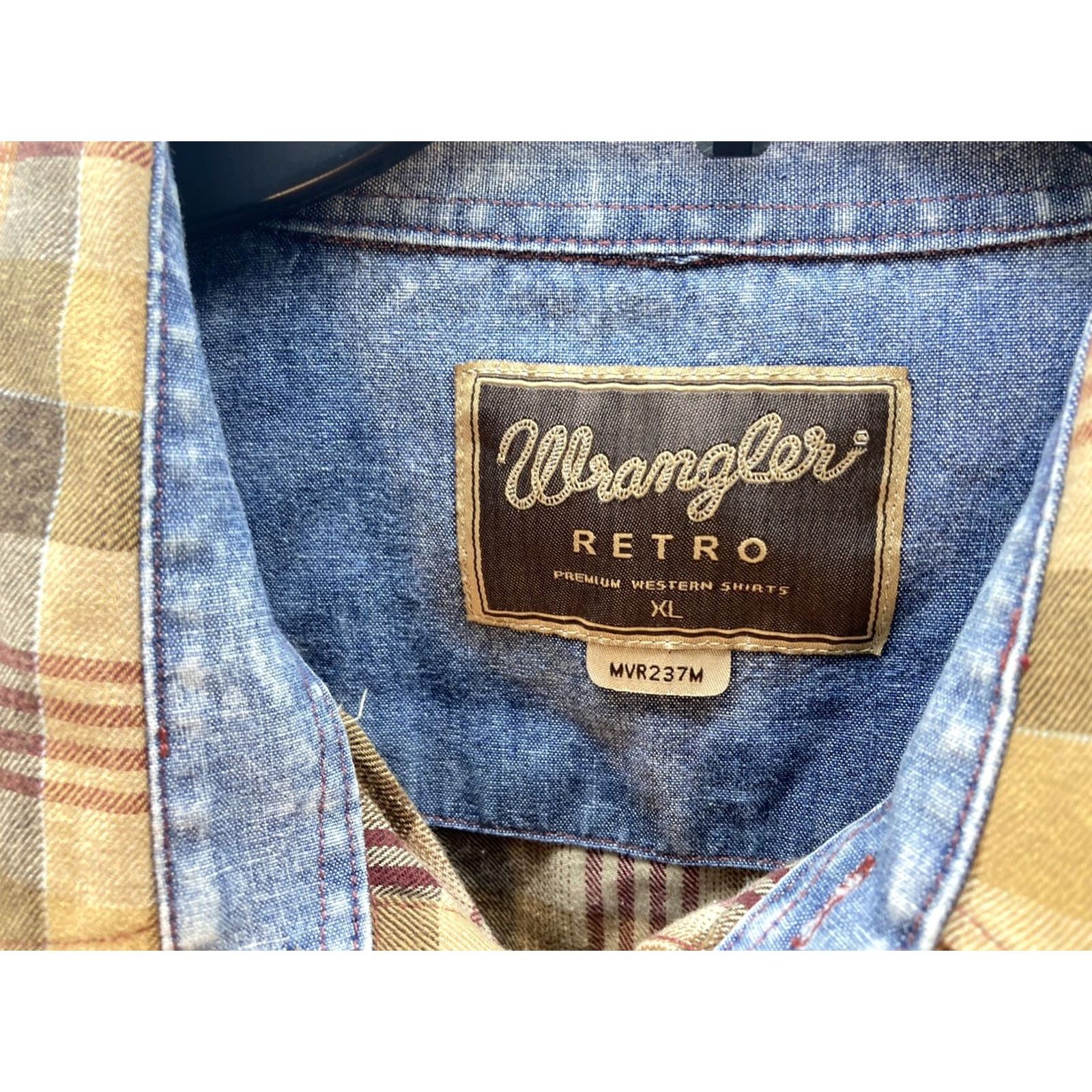 Wrangler Wrangler Pearl Snap Shirt Mens XL Brown Plaid Western Rockabilly Cowboy Button-Up Collared Long Sleeve Size US XL / EU 56 / 4 - 2 Thumbnail