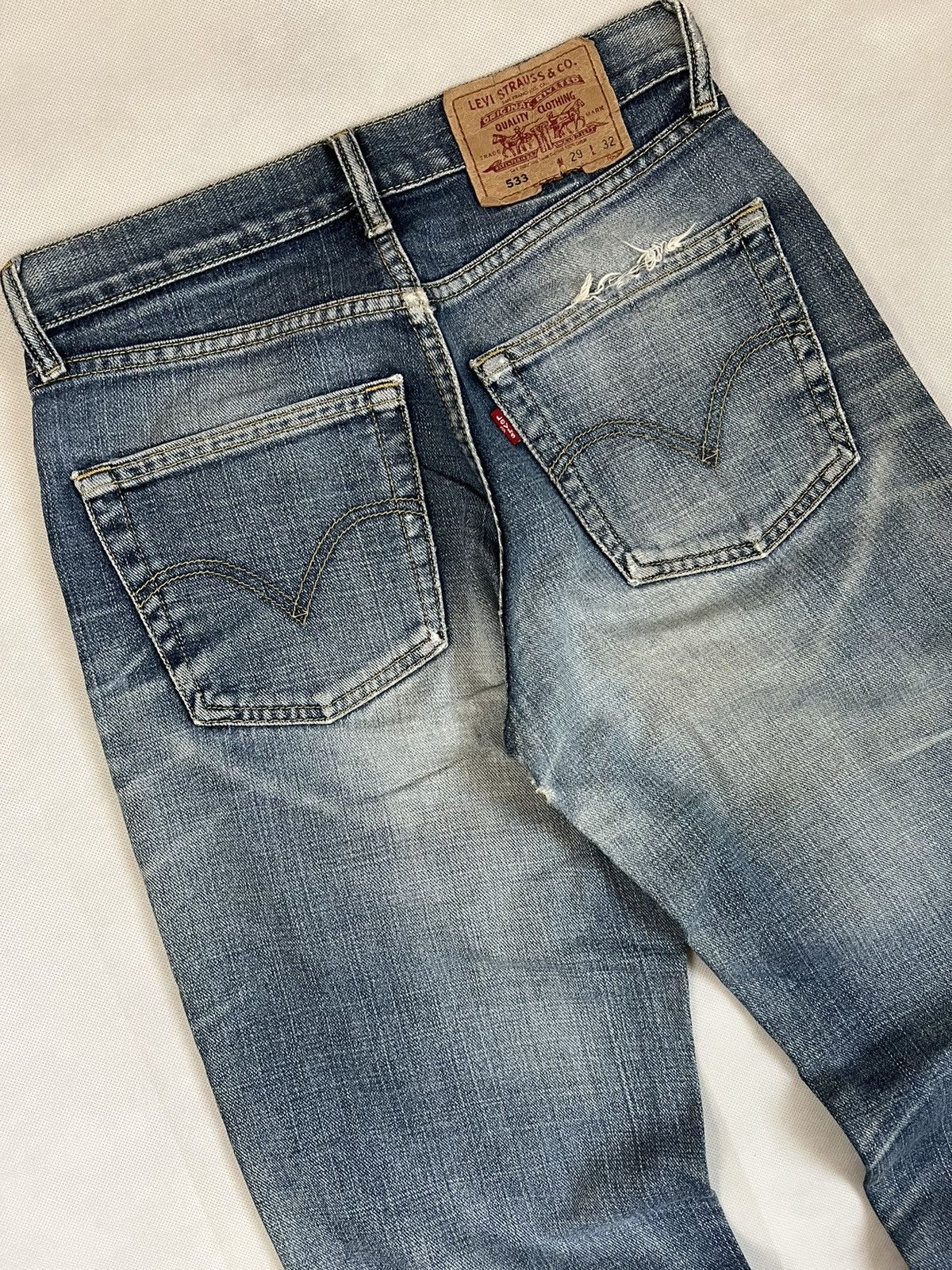 LVC × Levi's Vintage Clothing Vintage 90's Levis Distressed And Aging Karakuri Denim Size US 29 - 16 Thumbnail