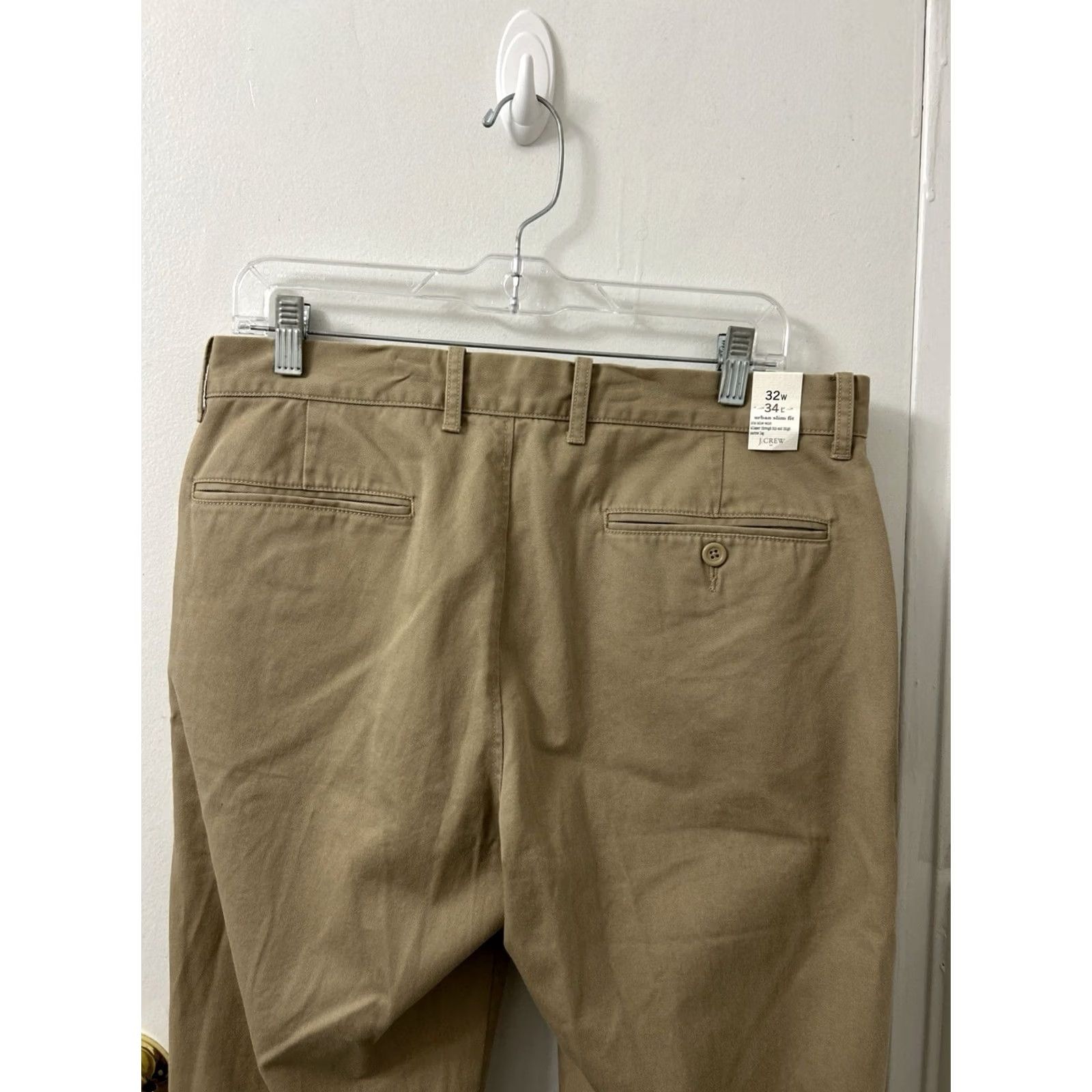 Vintage J. Crew Factory Urban Slim Fit Chino Pants Mens 32x34 Khaki Brown 5-Pocket Zipper Button Flat Front Slim Casual Workwear Trousers Size US 32 / EU 48 - 7 Thumbnail