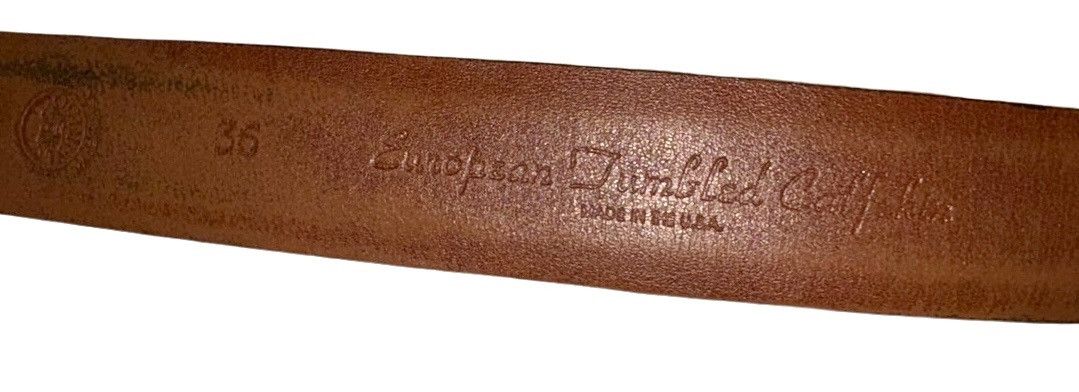 Vintage European Tumbled Calfskin Leather Belt Size 36 - 10 Thumbnail