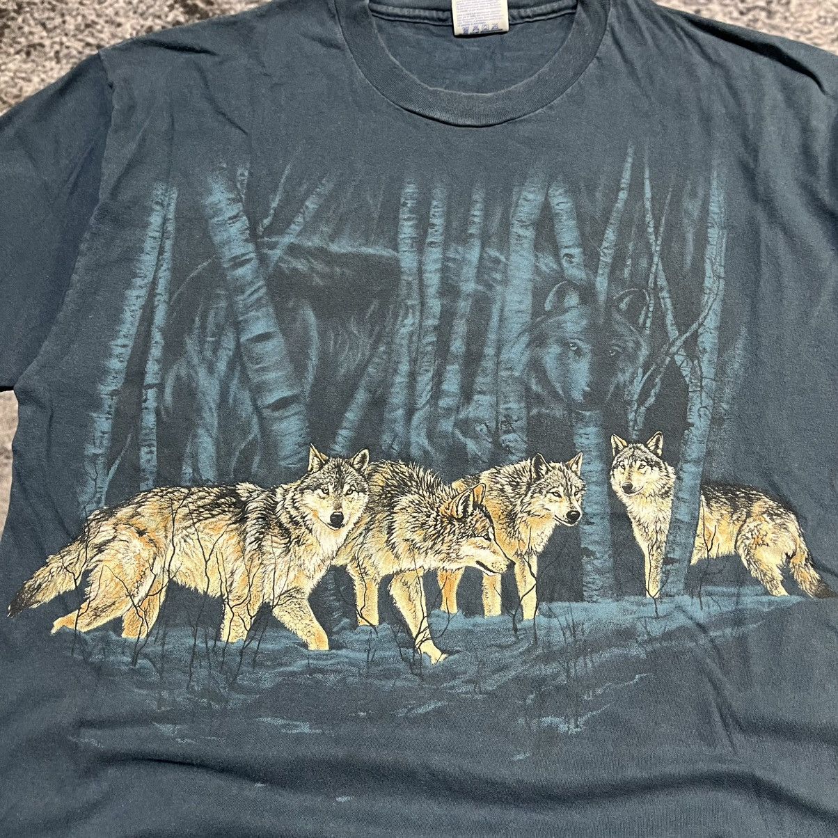 Vintage Vintage 90s Wolf Nature Animal Blue T Shirt Size XL Size US XL / EU 56 / 4 - 4 Thumbnail