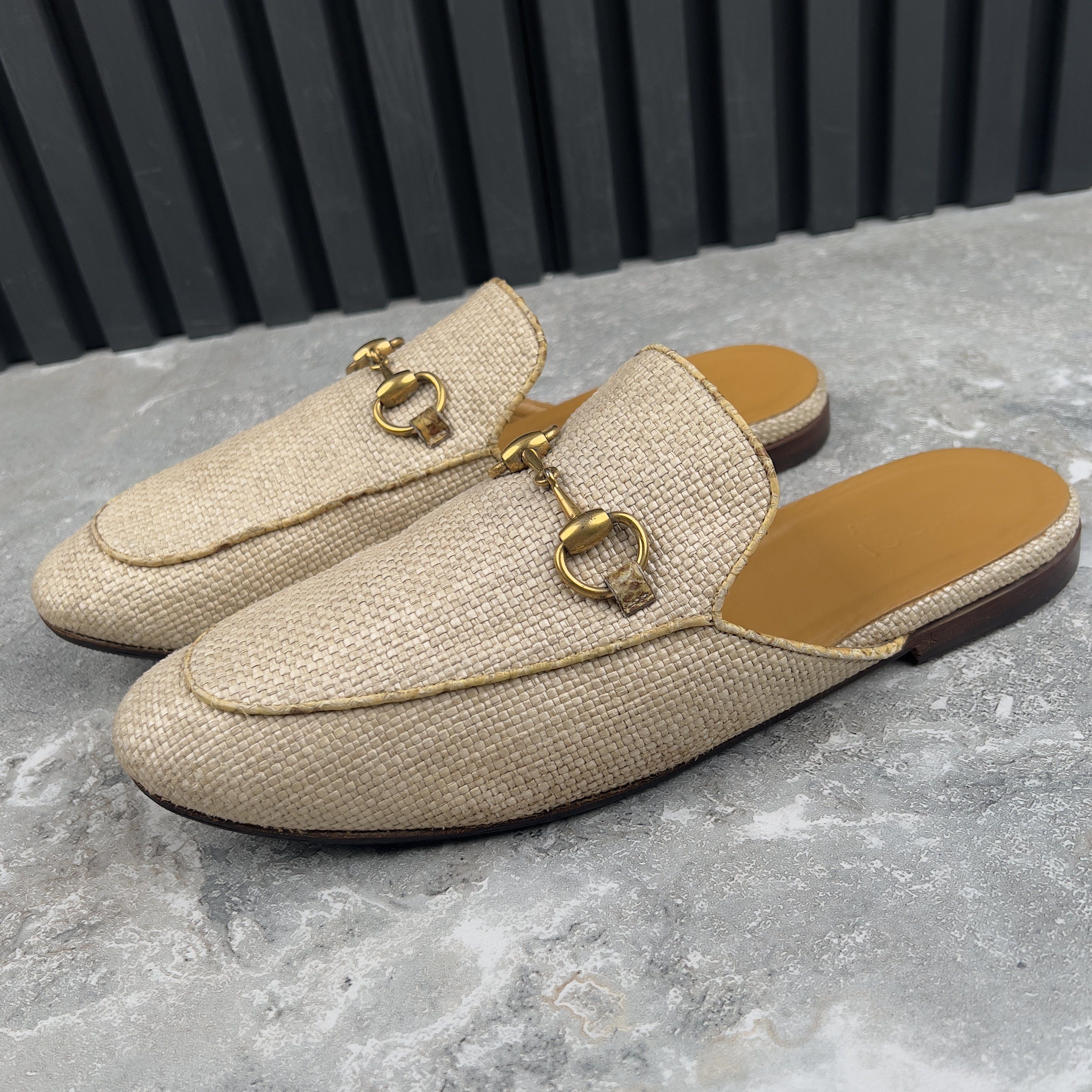Gucci Princetown Mule Beige Raffia Snakeskin Leather Size US 8 / EU 41 - 1 Thumbnail