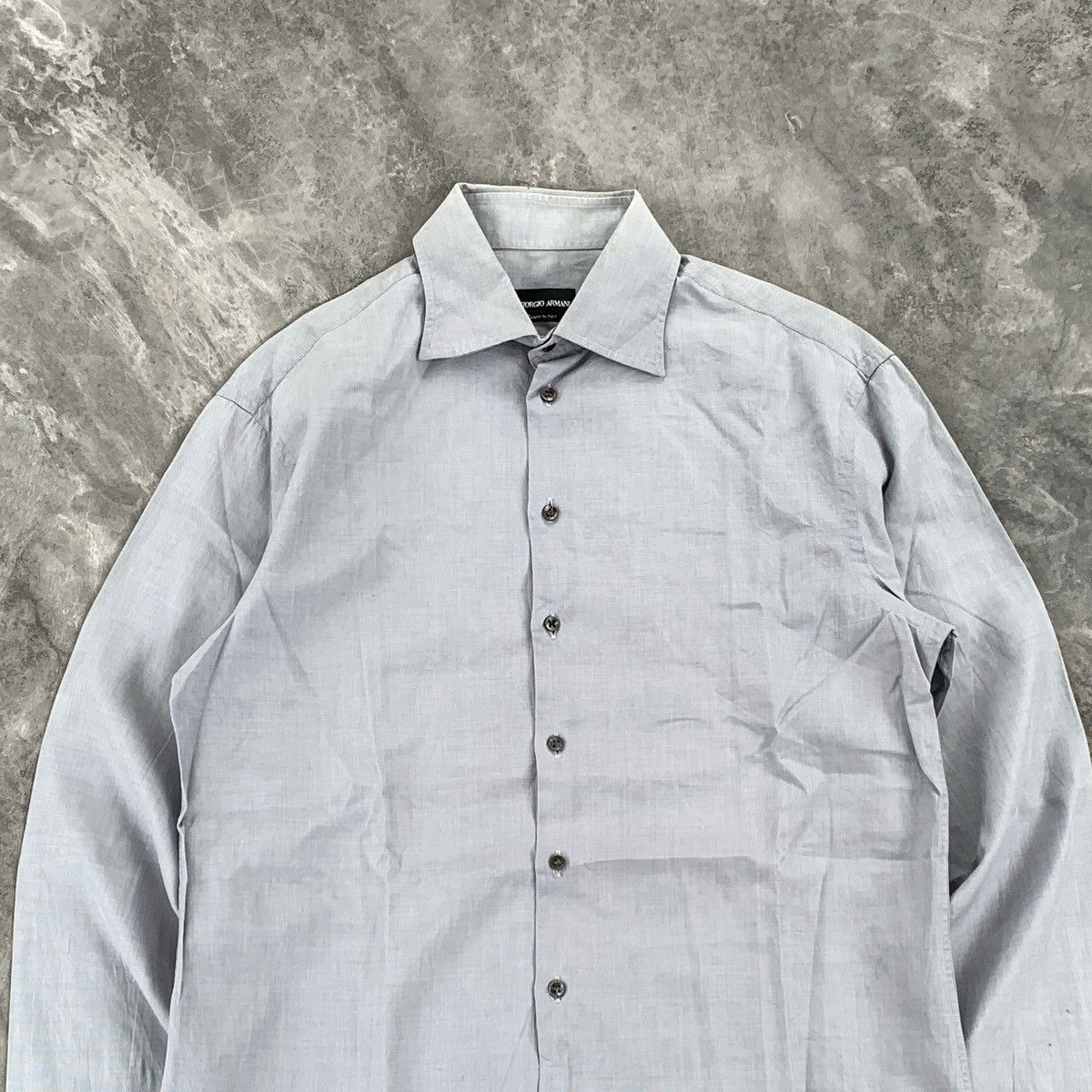 Giorgio Armani Vintage Giorgio Armani Button Ups Gray Shirt Size US M / EU 48-50 / 2 - 2 Thumbnail
